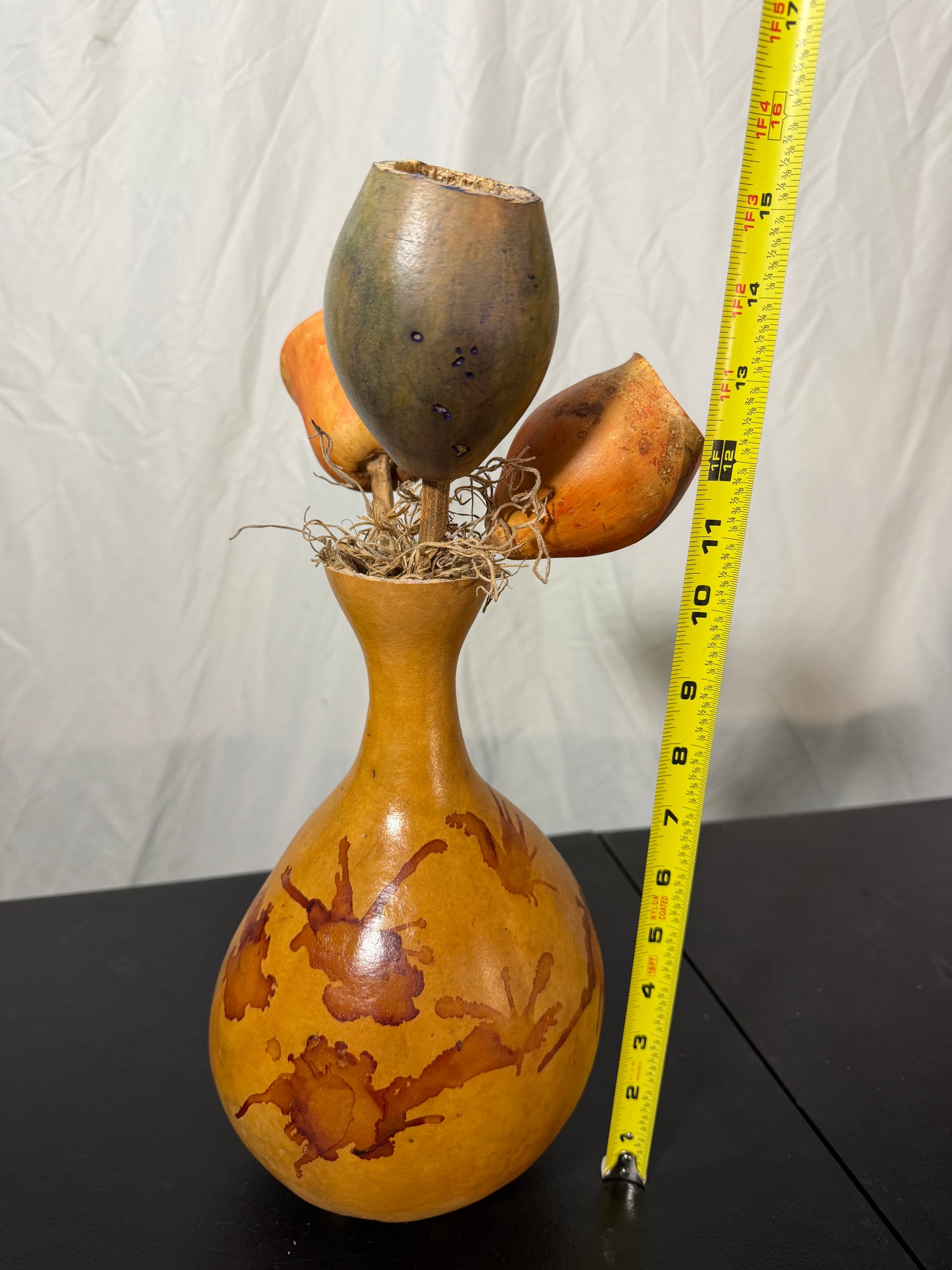Decorative Gourd Art Vase Hand-Painted Rustic - photo 5