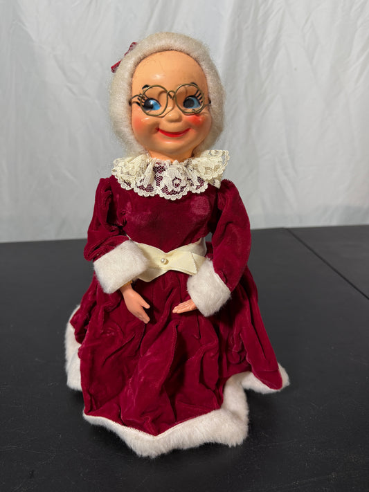 Vintage Mrs. Claus Handmade Fabric Doll 1950s 1960s