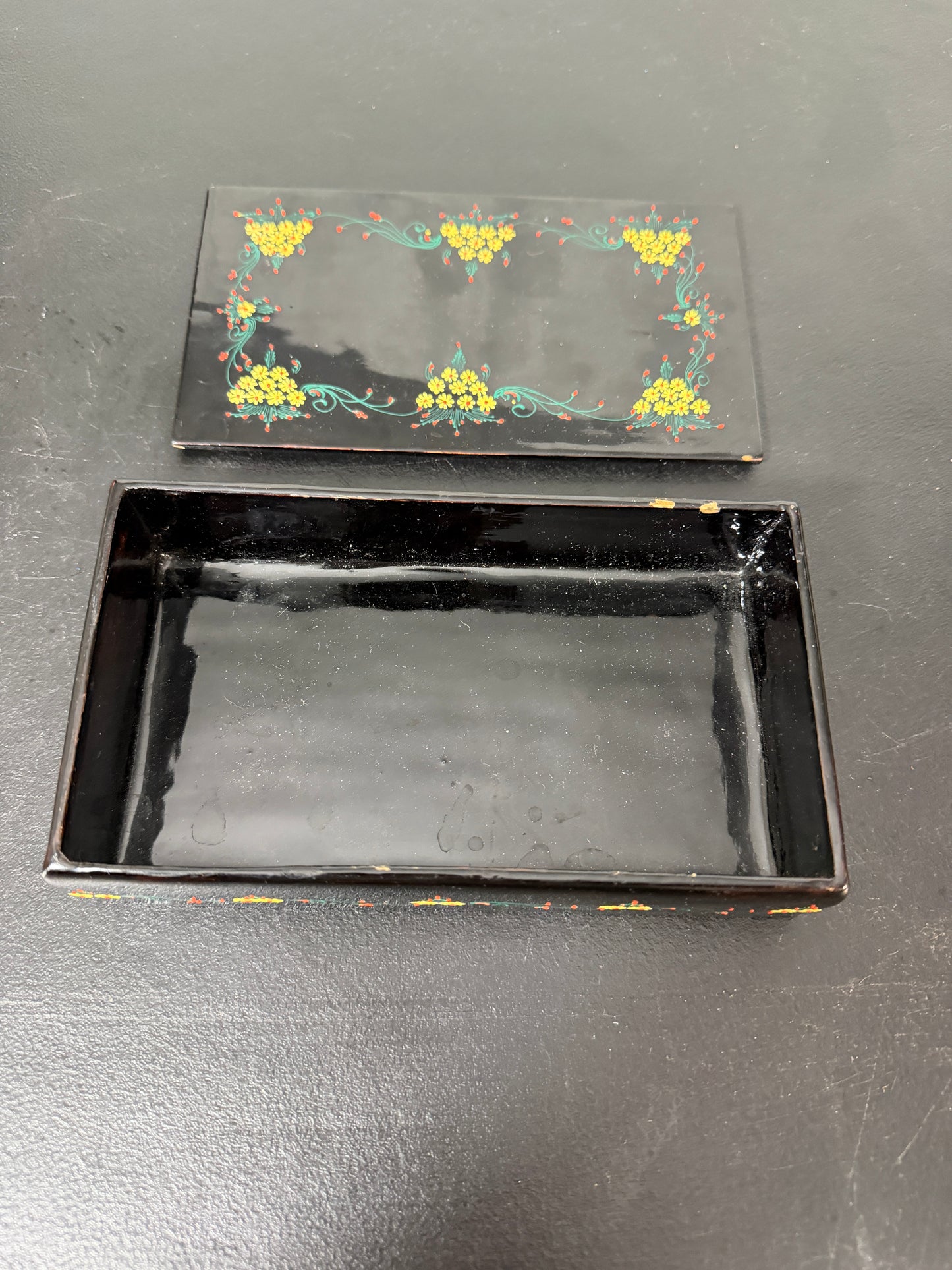 Thai Pan Ltd Lacquer Trinket Box Vintage Hand-Painted Floral - photo 2