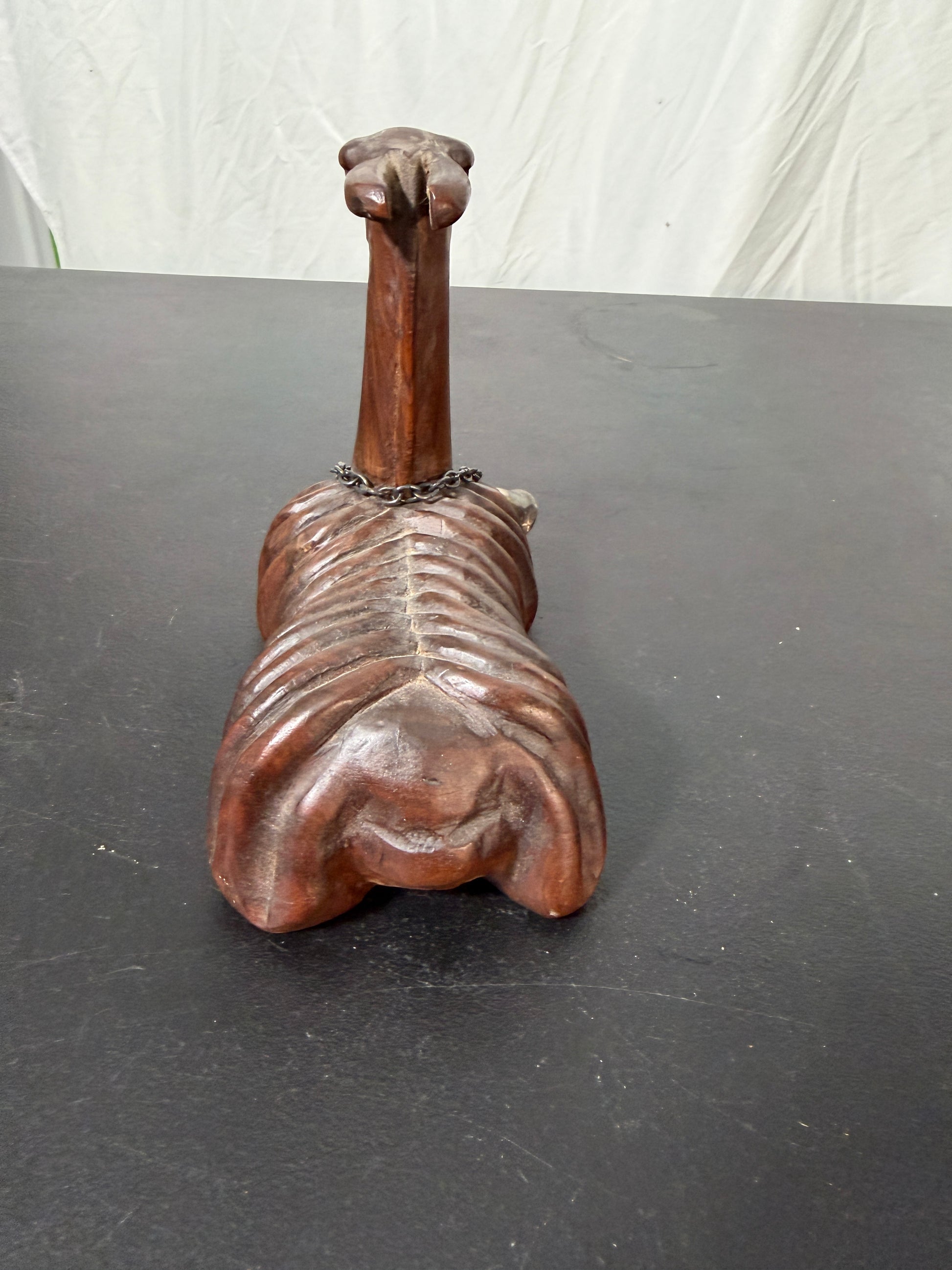 Vintage Hand-Carved Wood Llama Figurine from Peru with Bells - photo 3