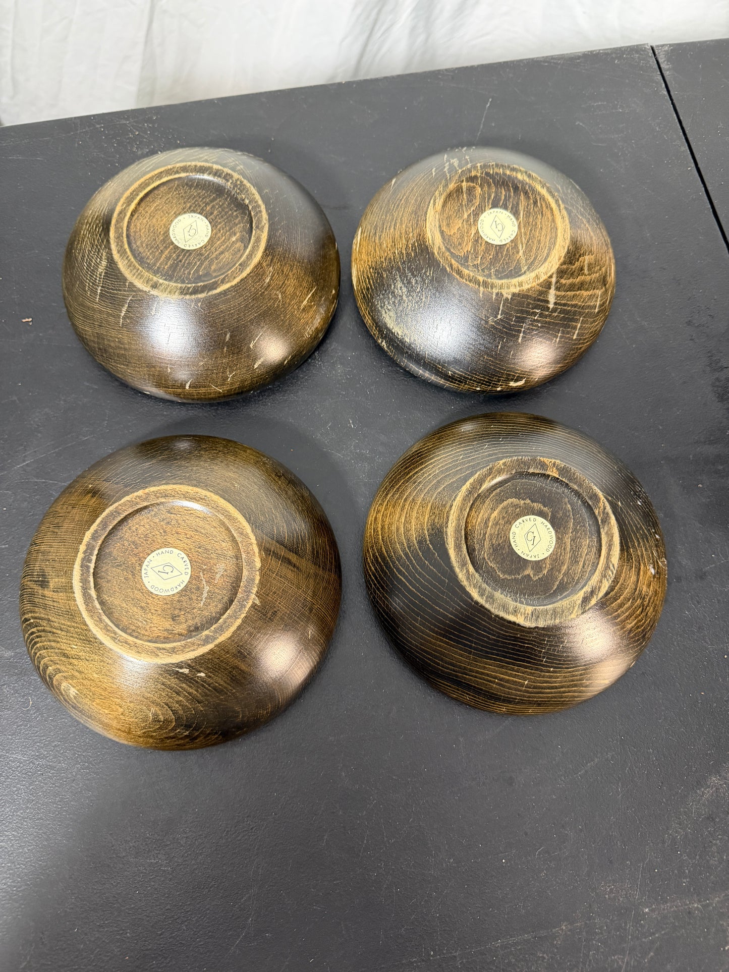 CI Teakwood Bowls - Set of 4, Vintage Japanese Style - photo 4