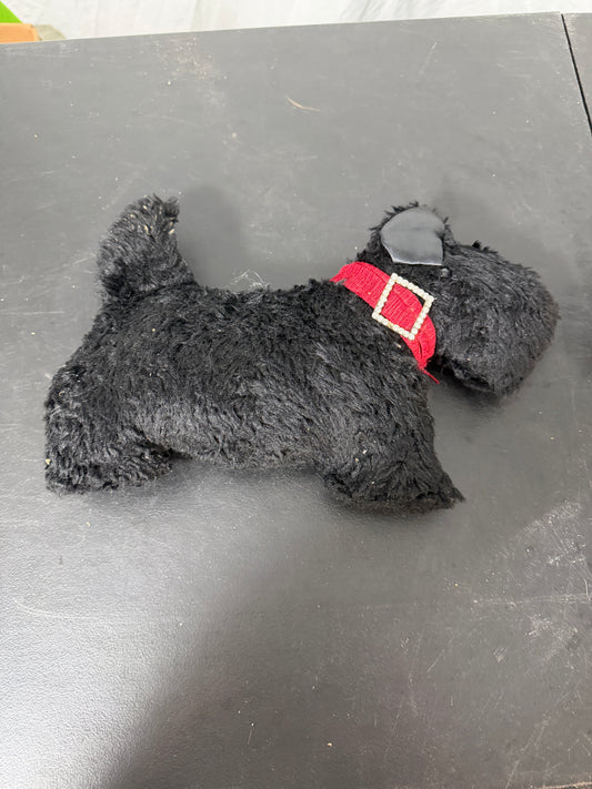 Woof & Poof Plush Toy Scottie Dog Black Fur Red Collar