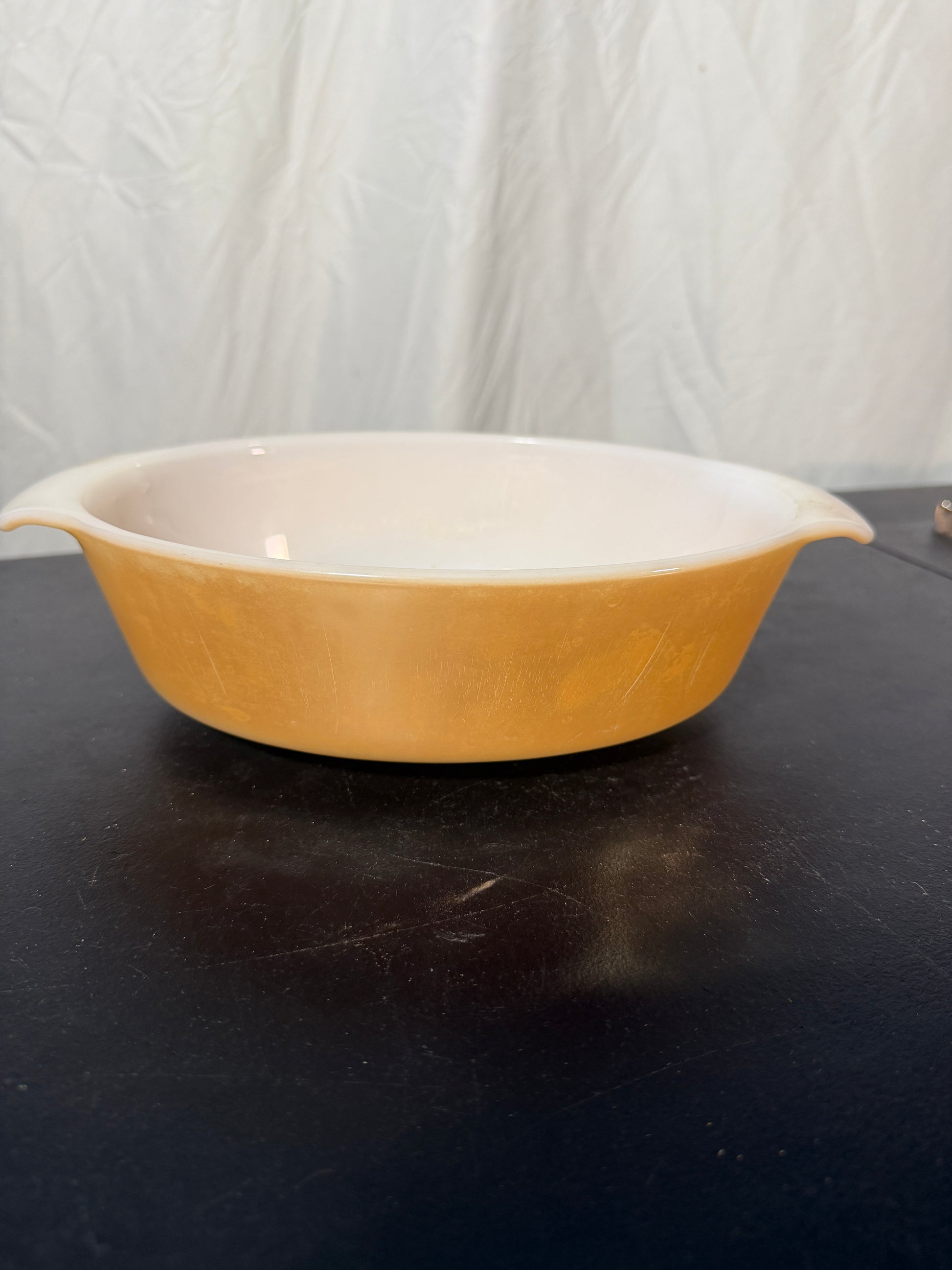 Anchor Hocking Fire King Peach Luster Milk Glass Casserole Dish