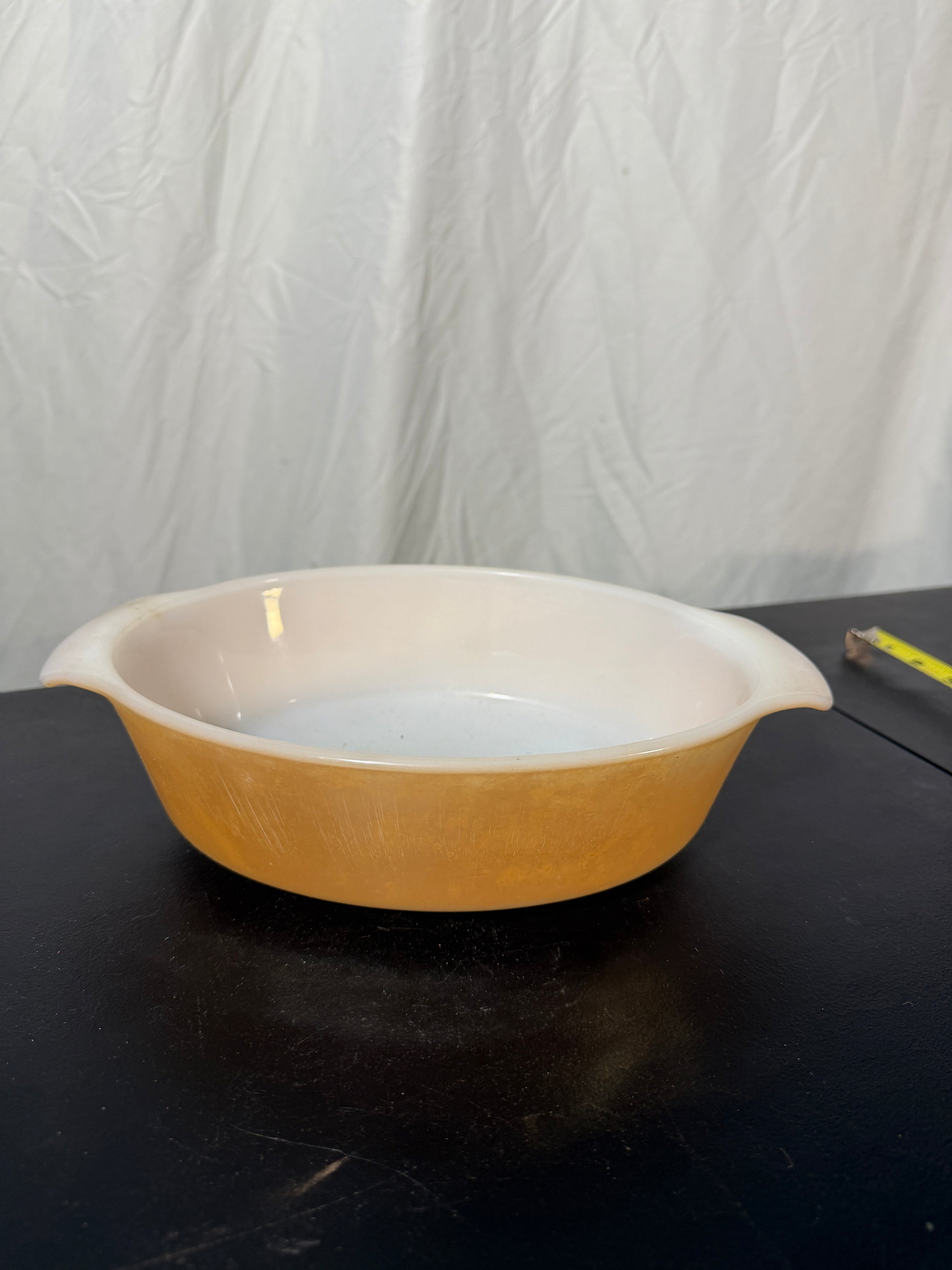 Anchor Hocking Fire King Peach Luster Milk Glass Casserole Dish - photo 2
