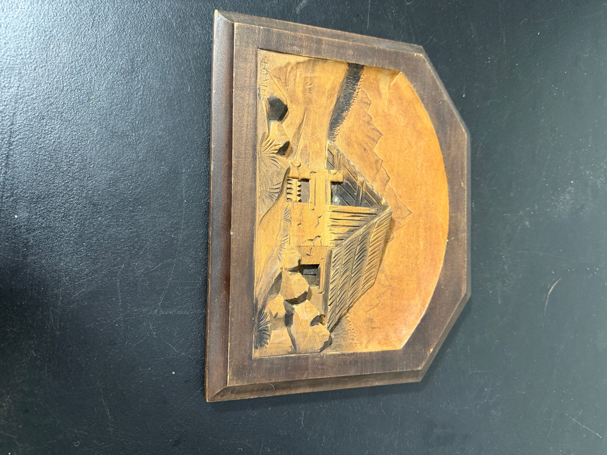 Grenoble Wood Wall Plaque - Black Forest Cabin Landscape