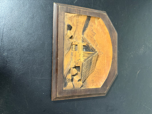 Grenoble Wood Wall Plaque - Black Forest Cabin Landscape