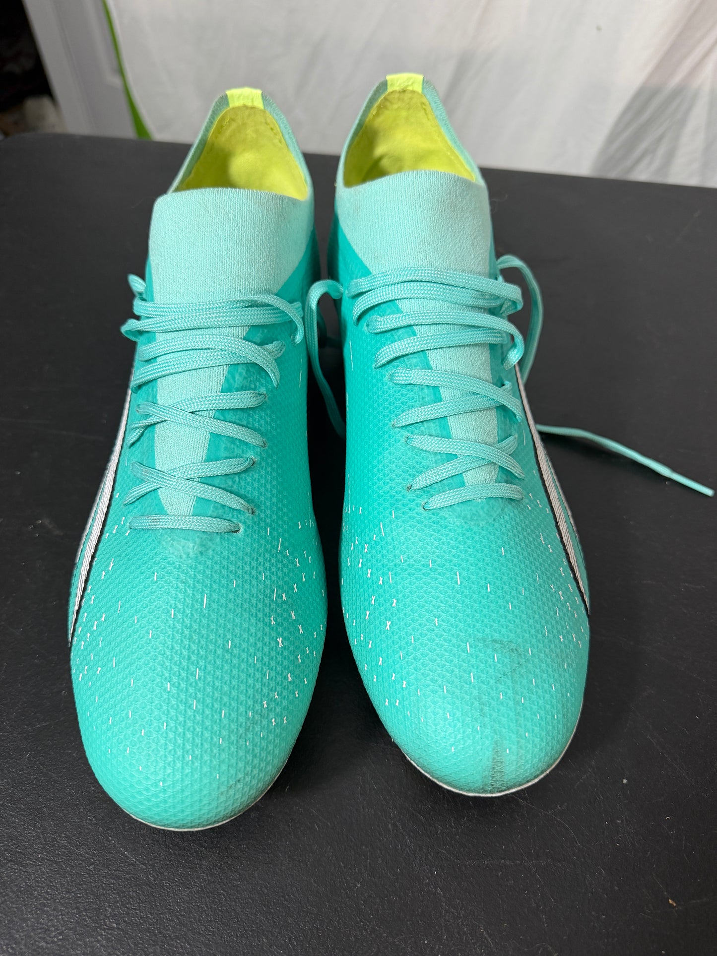 PUMA Ultra Match FG/AG Soccer Cleats Electric Peppermint Fast Yellow Size 10.5
