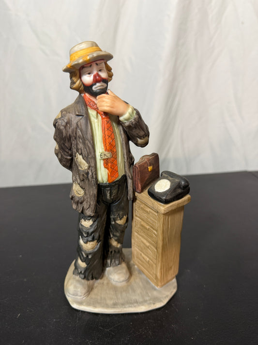 Flambro Emmett Kelly Jr. Office Clown Porcelain Figurine