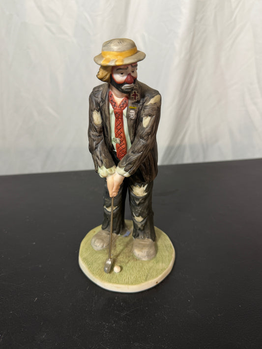 Emmett Kelly Jr. Golfer Hobo Clown Figurine Flambro Collection