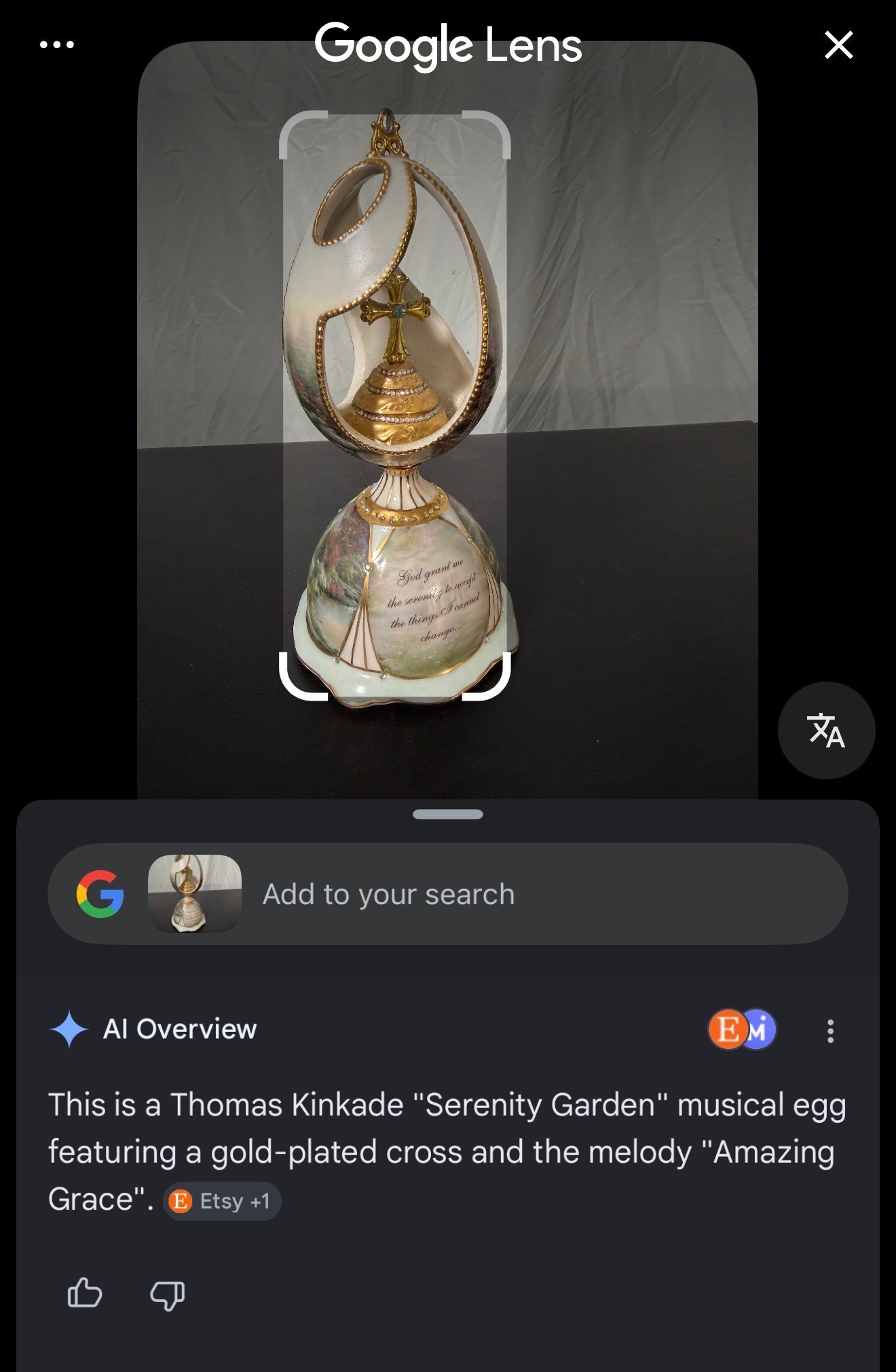 Thomas Kinkade Serenity Garden Porcelain Musical Egg - photo 9