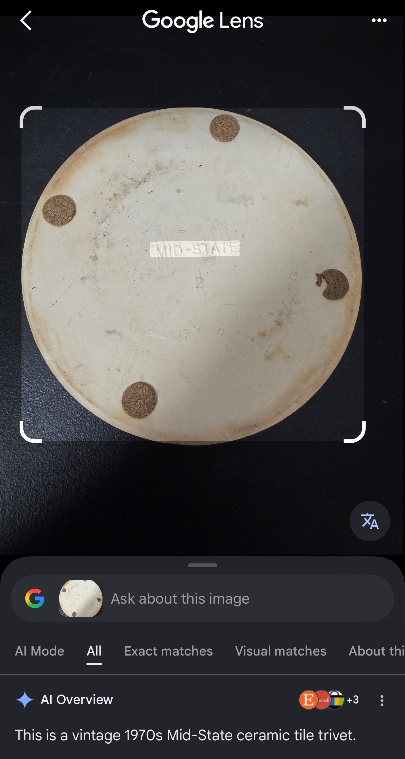 1970s Mid-State Ceramic Tile Trivet - photo 4