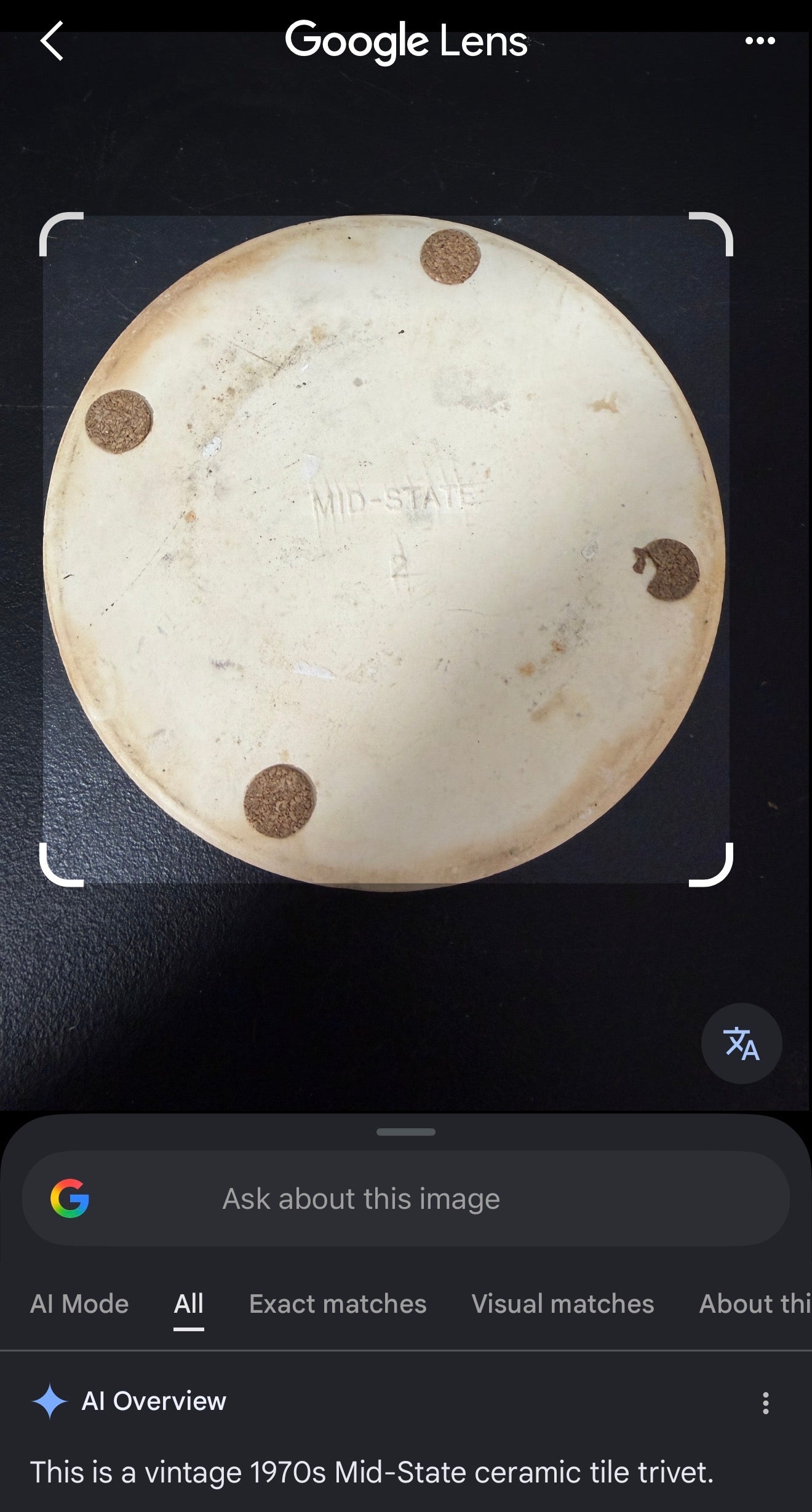 1970s Mid-State Ceramic Tile Trivet - photo 4