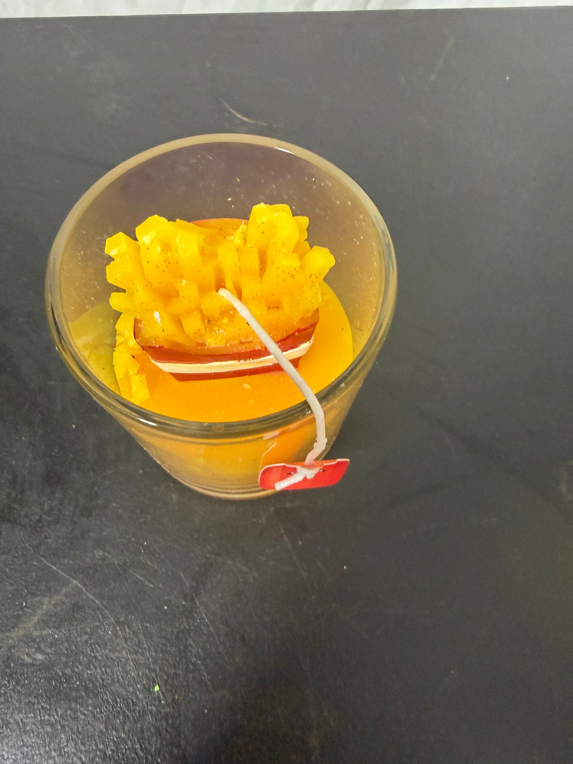 Scented Fast-Food Themed Candle with Yellow Fries and Ketchup Packet Tag - photo 2