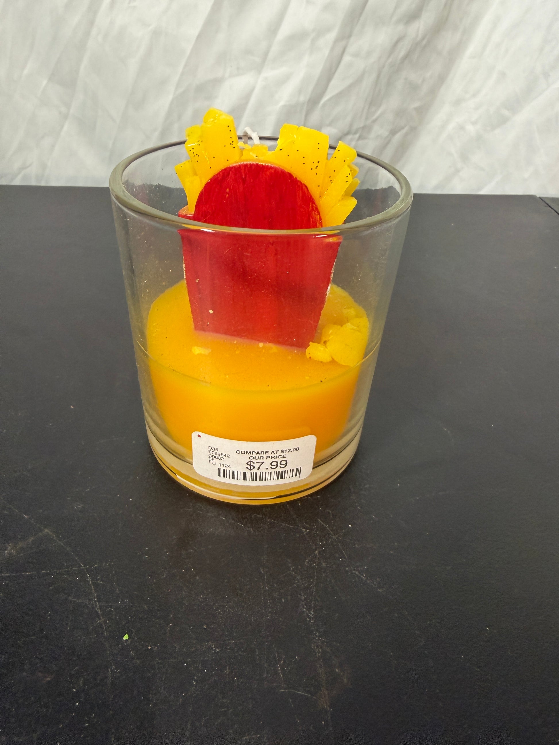 Scented Fast-Food Themed Candle with Yellow Fries and Ketchup Packet Tag - photo 3