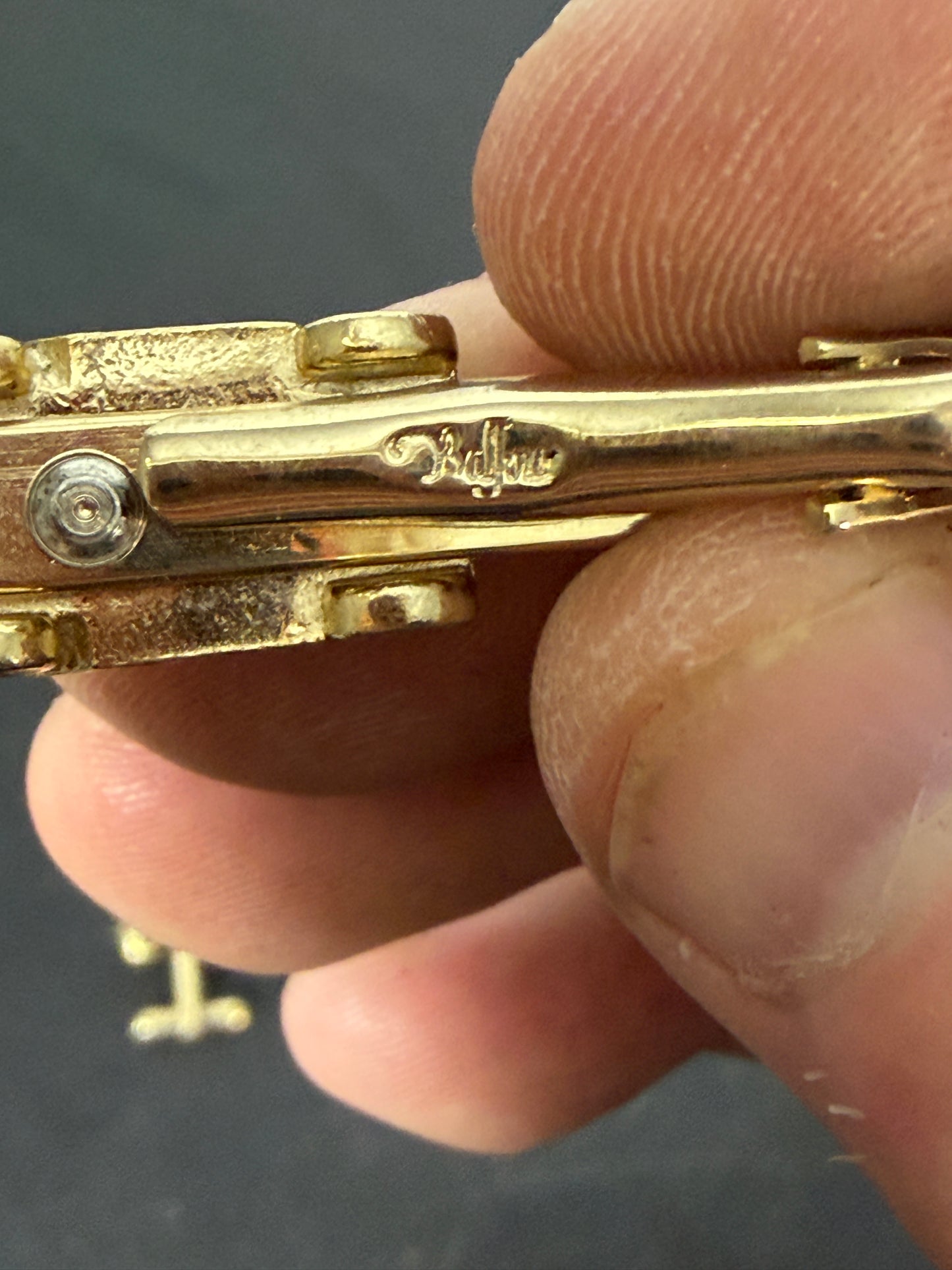 Balfour Vintage Gold-Tone Cufflinks and Tie Clip Antique Automobile Design - photo 2