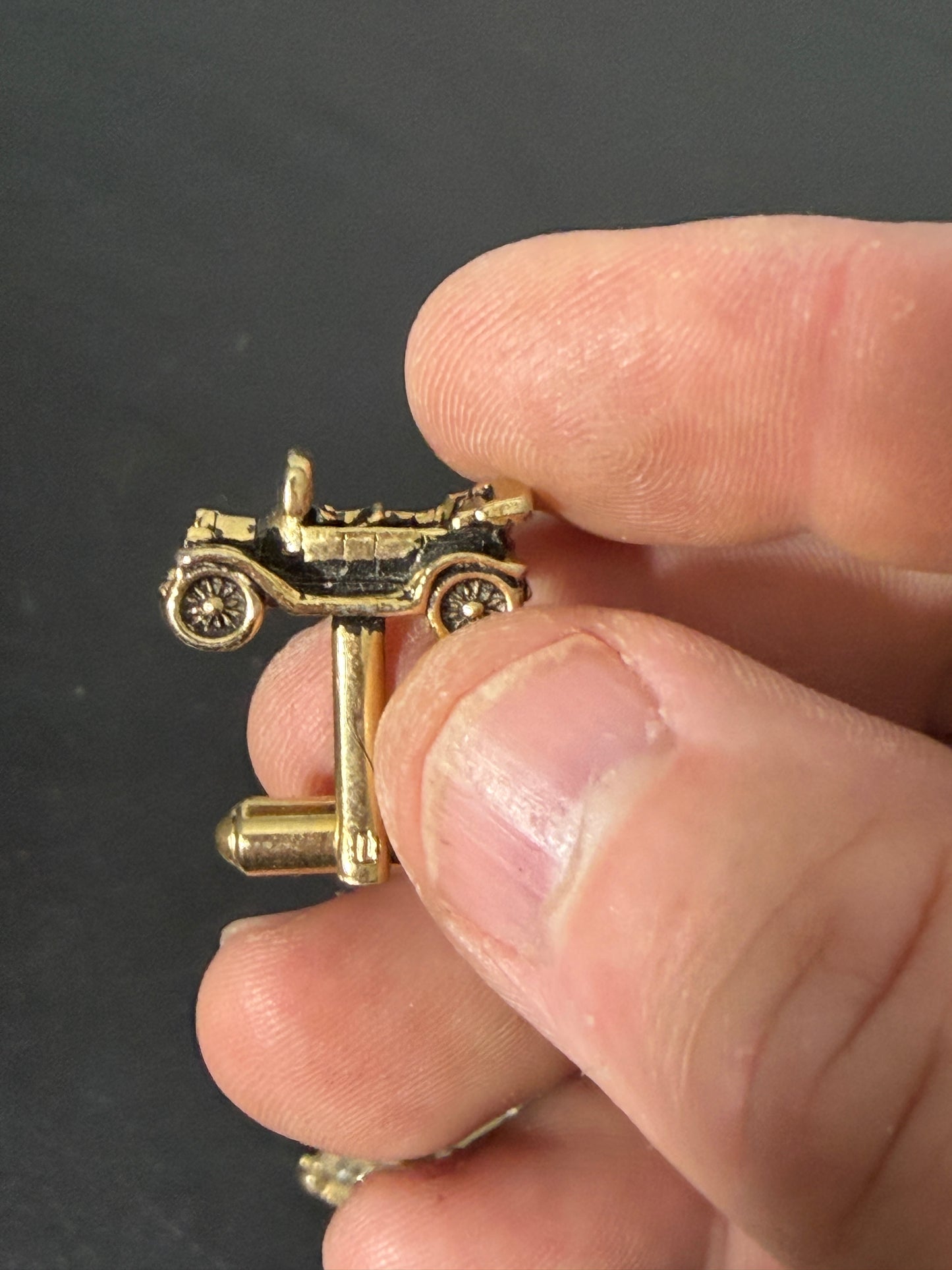 Balfour Vintage Gold-Tone Cufflinks and Tie Clip Antique Automobile Design - photo 6