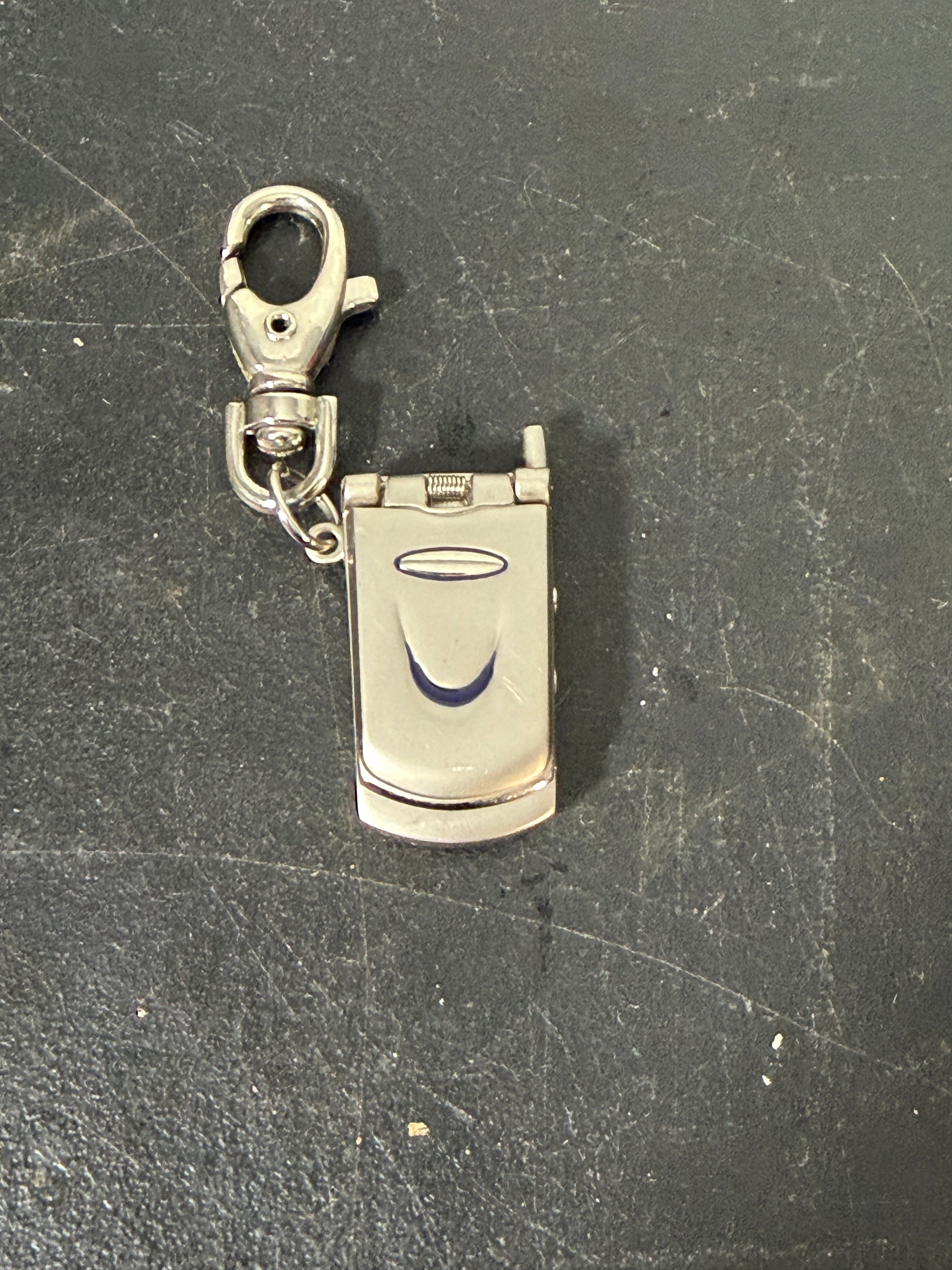 Y2K Retro Flip Phone Keychain Charm Metal