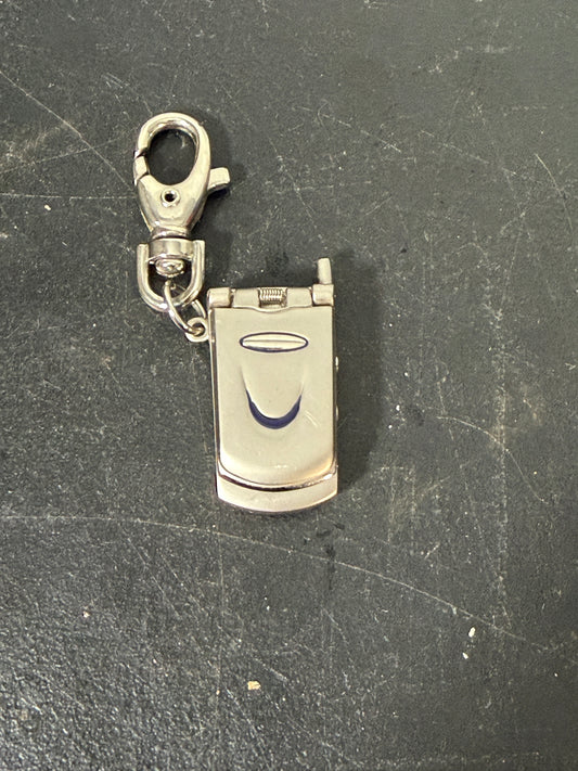 Y2K Retro Flip Phone Keychain Charm Metal