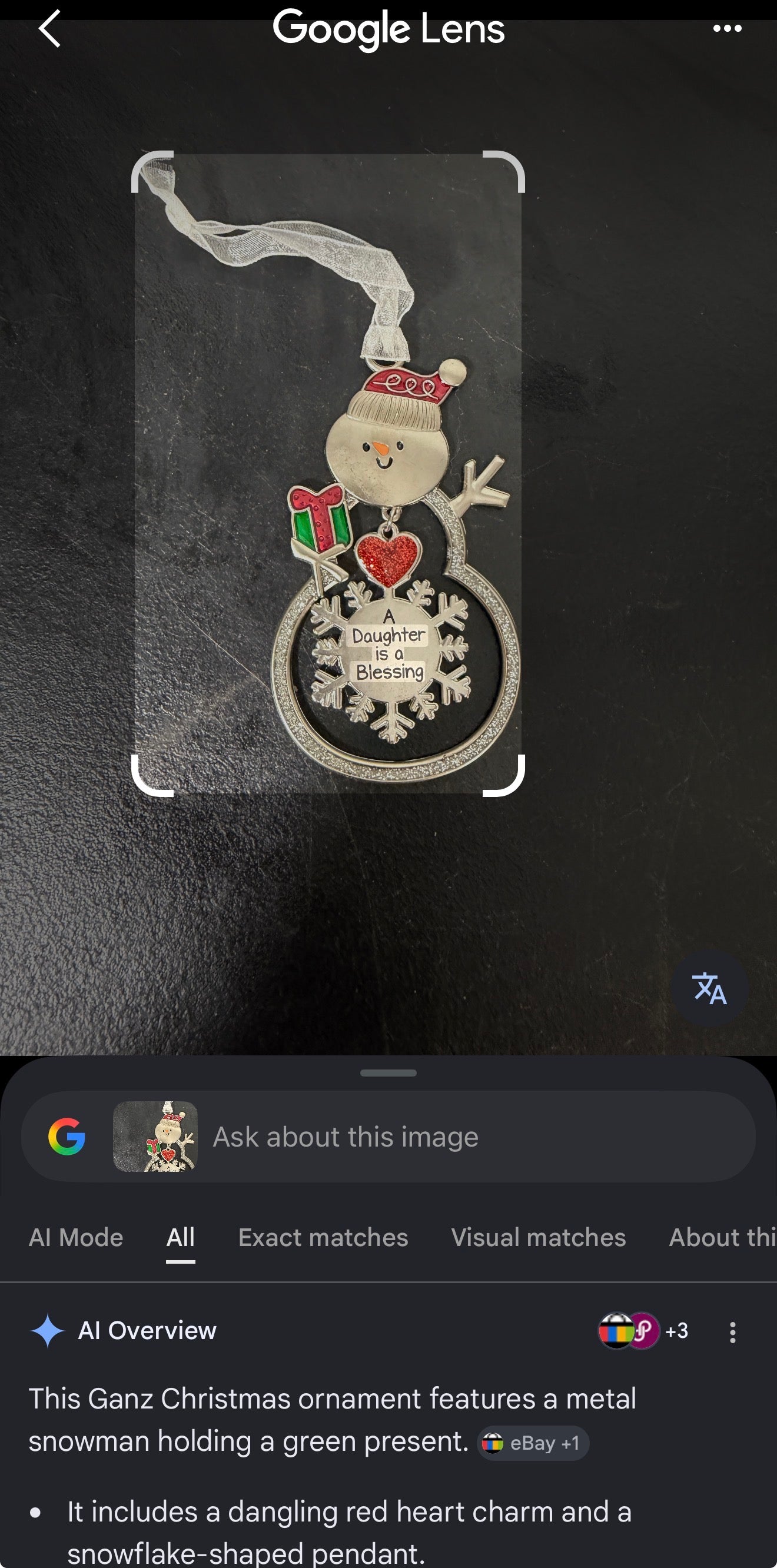 Ganz Christmas Snowman Ornament Daughter Is a Blessing - photo 4