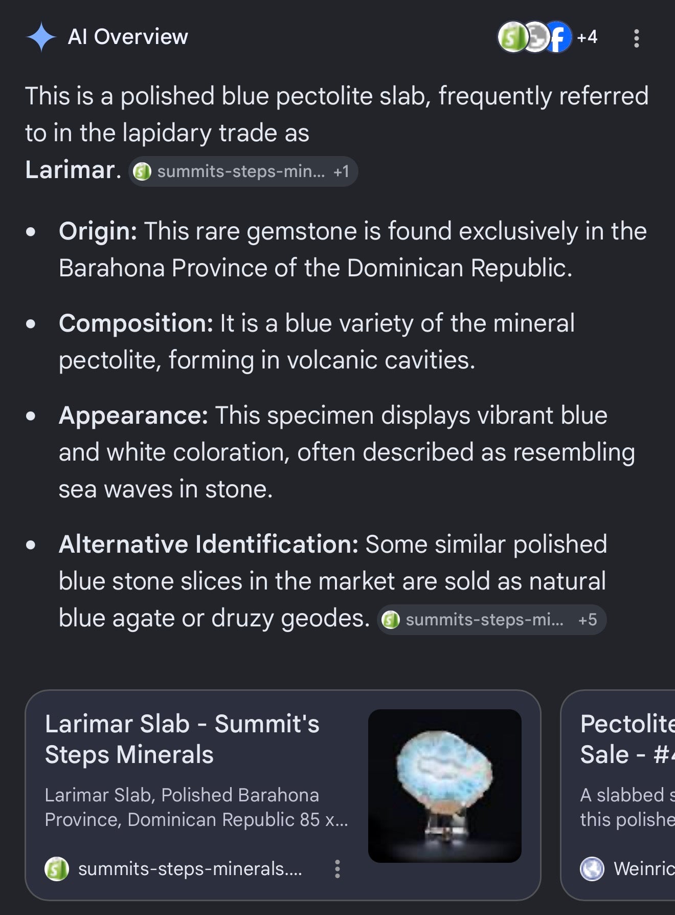 Polished Blue Pectolite Slab Larimar Gemstone Slab - photo 4