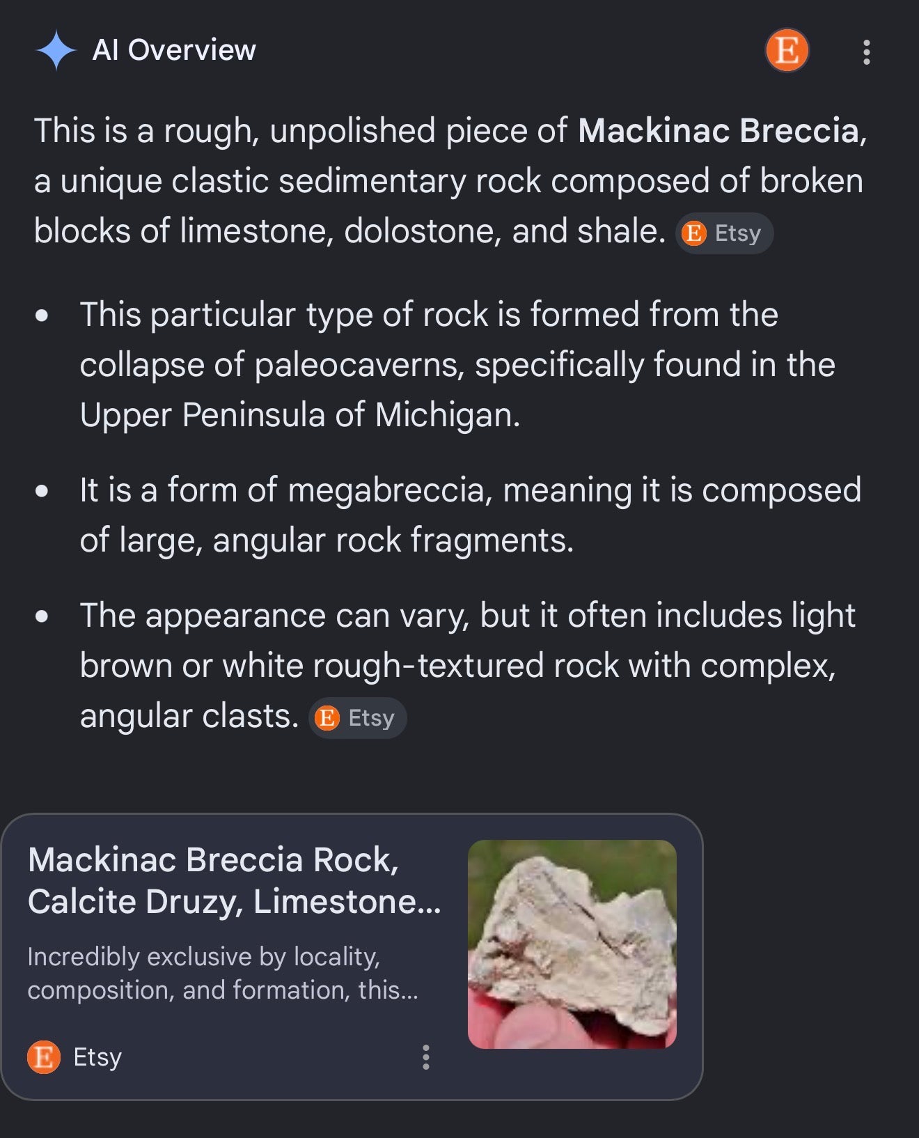 Mackinac Breccia Rock Rough Unpolished - photo 6