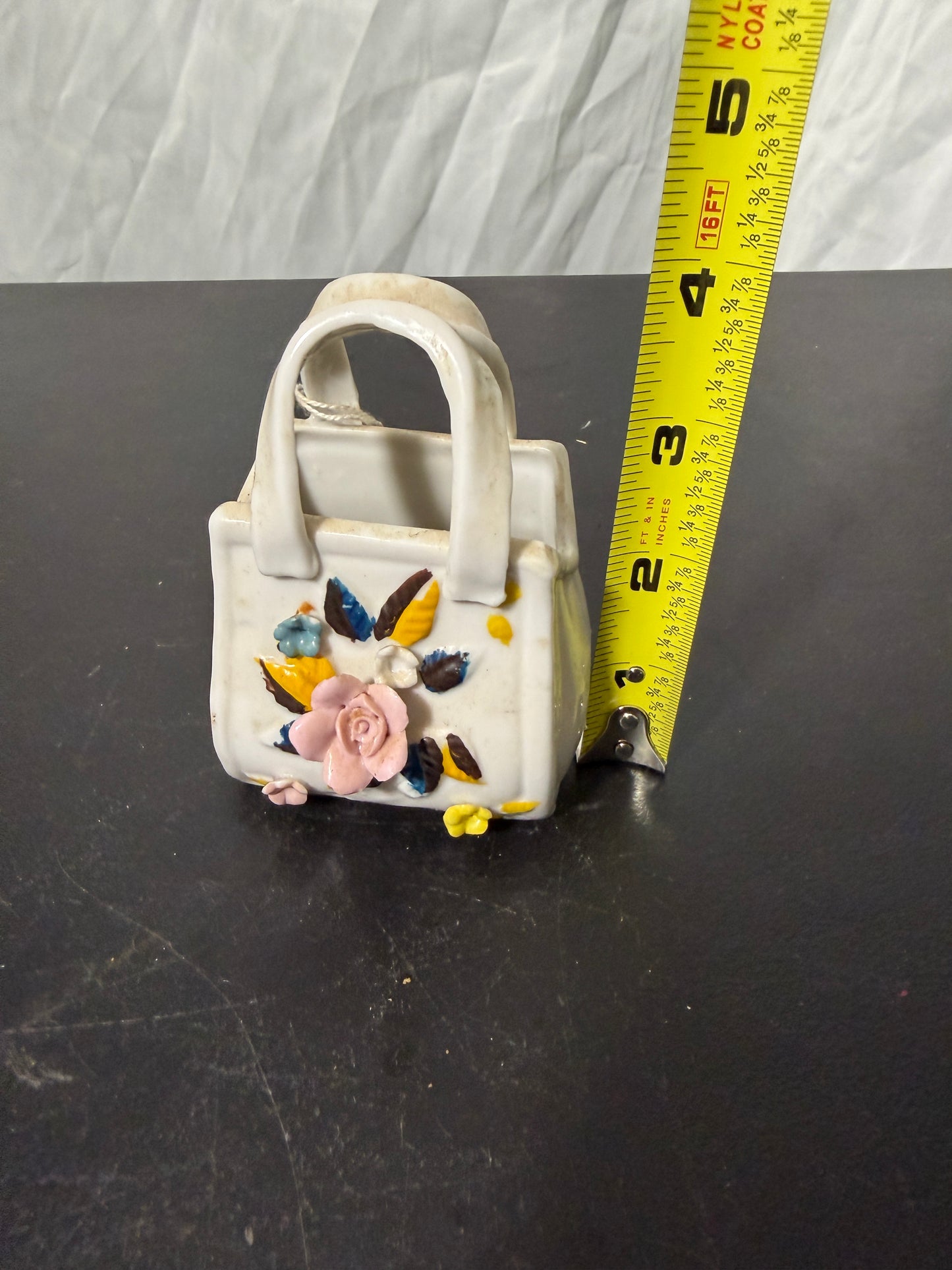 Ceramic Handbag Trinket Jewelry Holder with Floral Design - photo 6