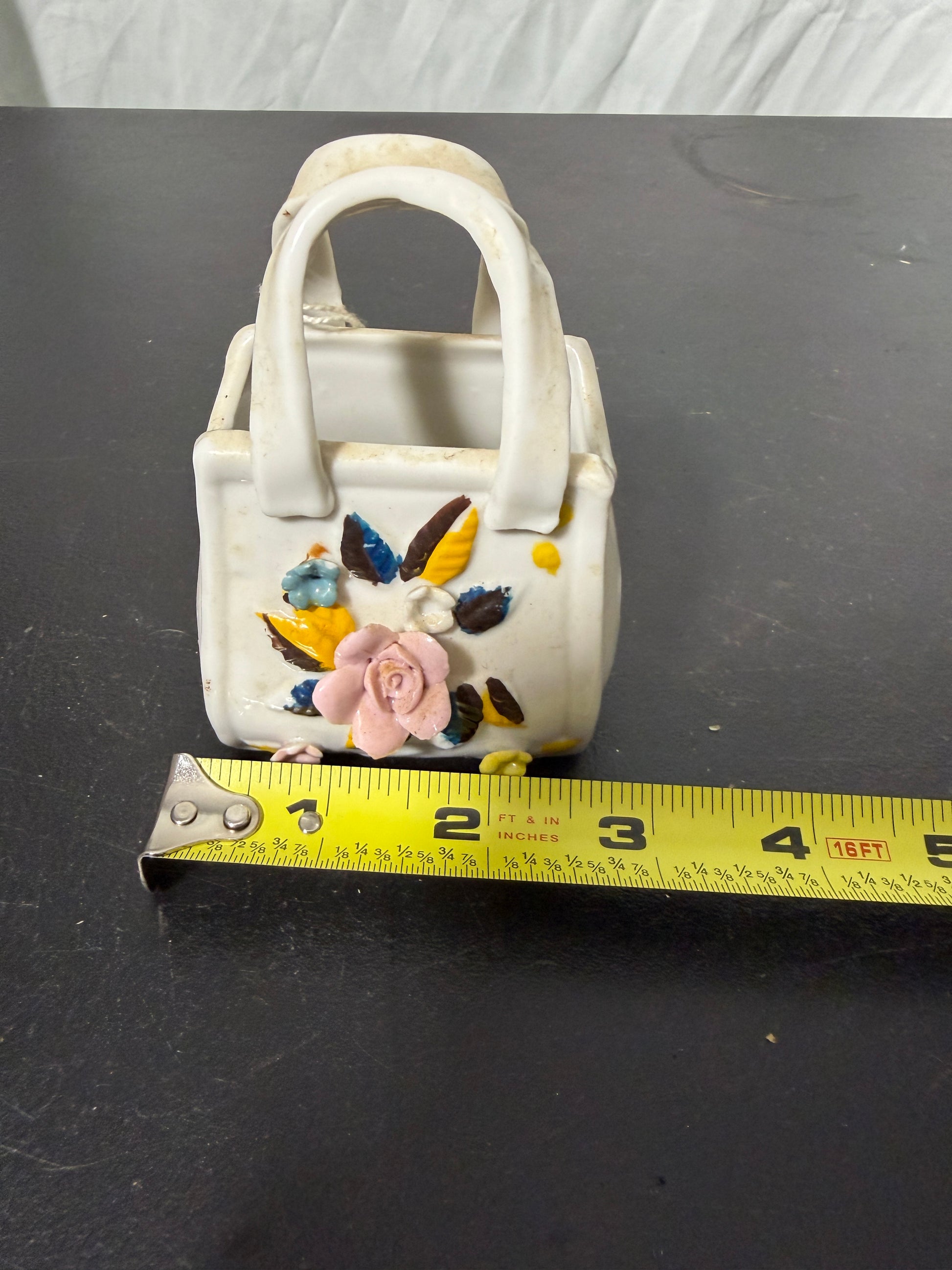 Ceramic Handbag Trinket Jewelry Holder with Floral Design - photo 7