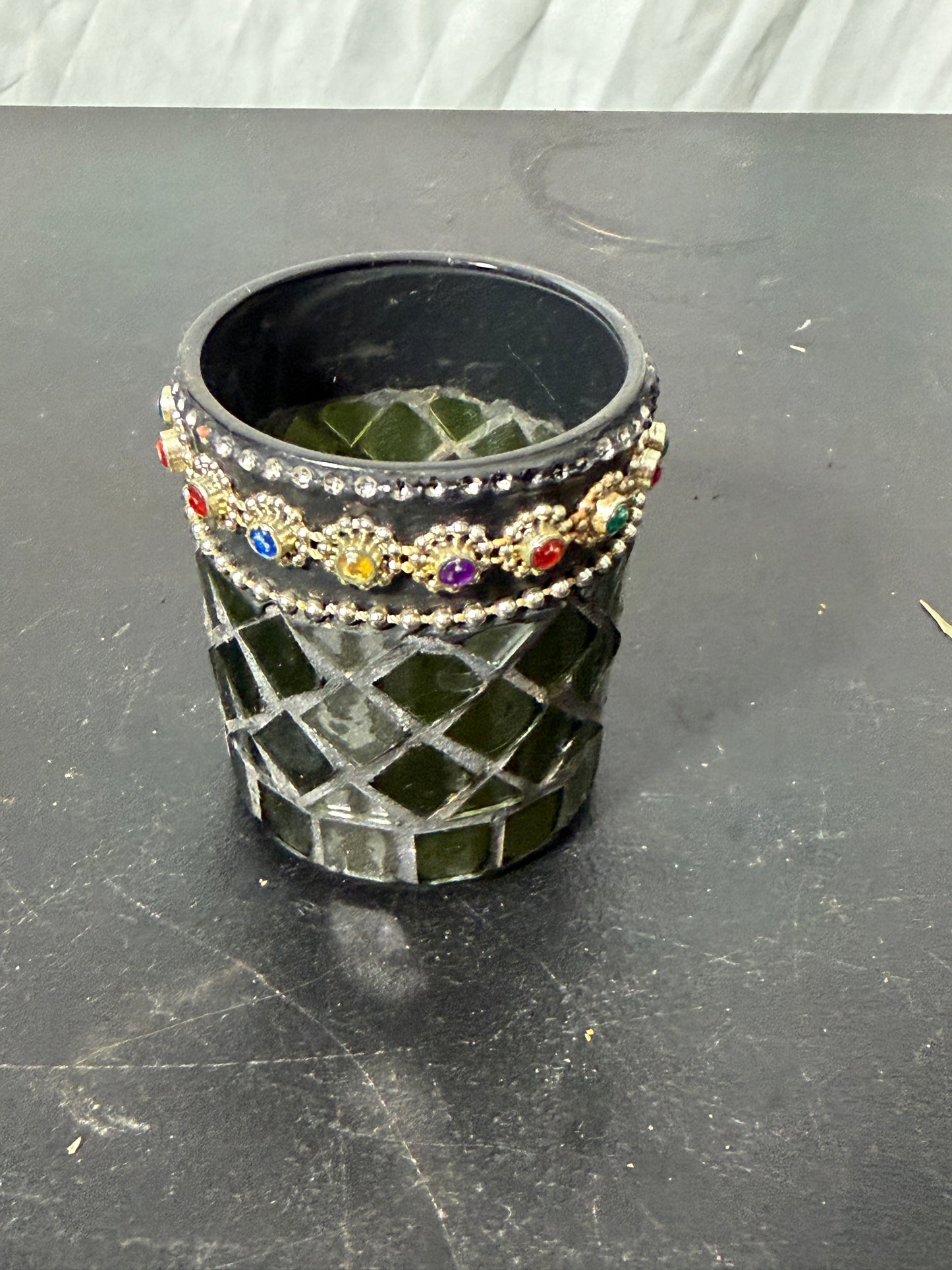 Decorative Glass Holder with Gemstone Accents - photo 2