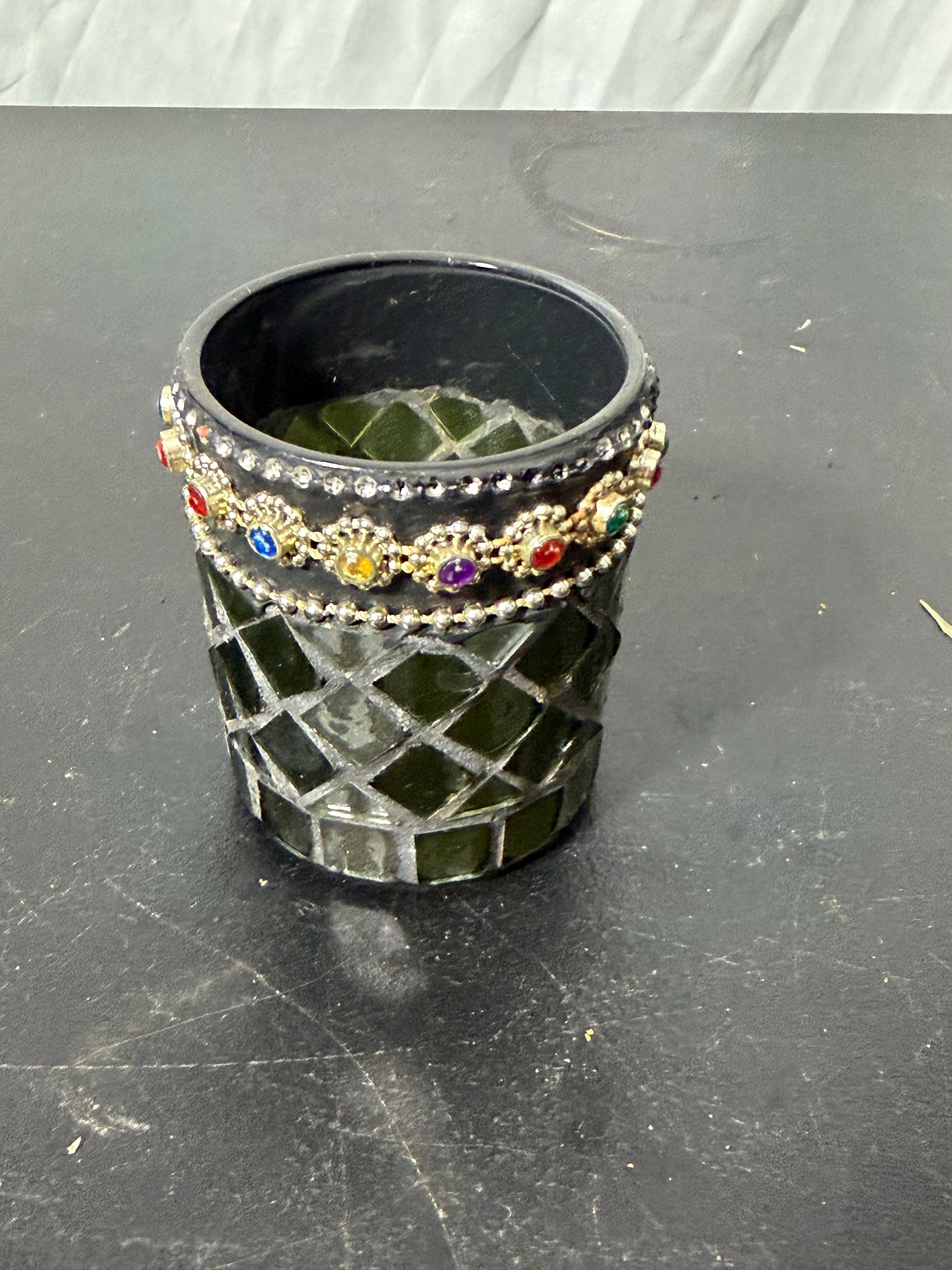 Decorative Glass Holder with Gemstone Accents - photo 2
