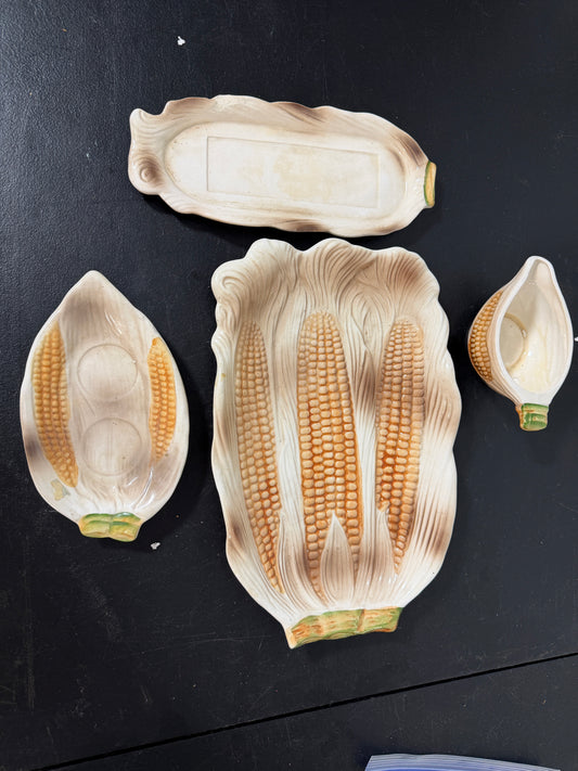 Corn Shaped Ceramic Serving Dishes Set of 4
