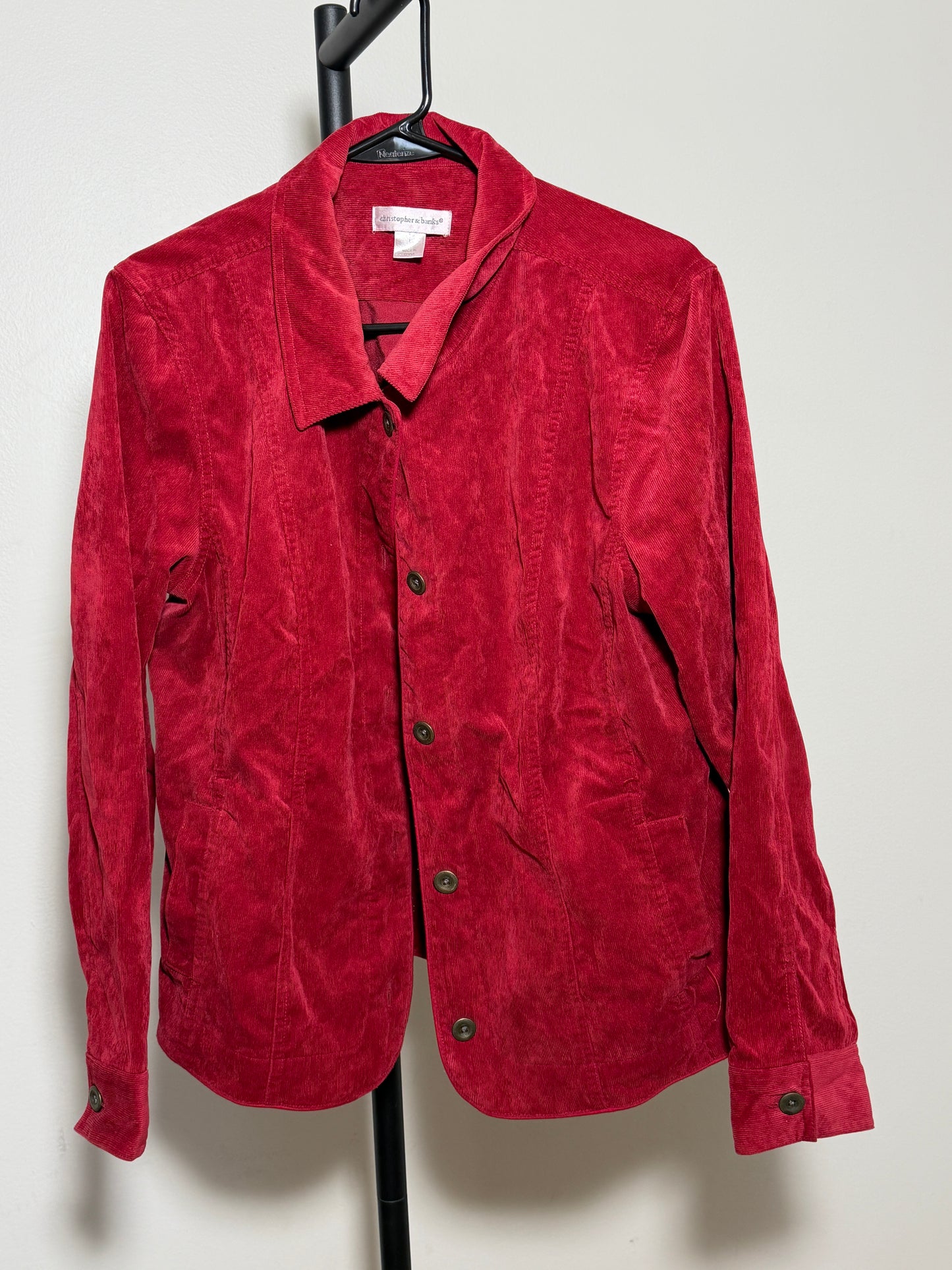 Christopher & Banks Red Corduroy Jacket Size L