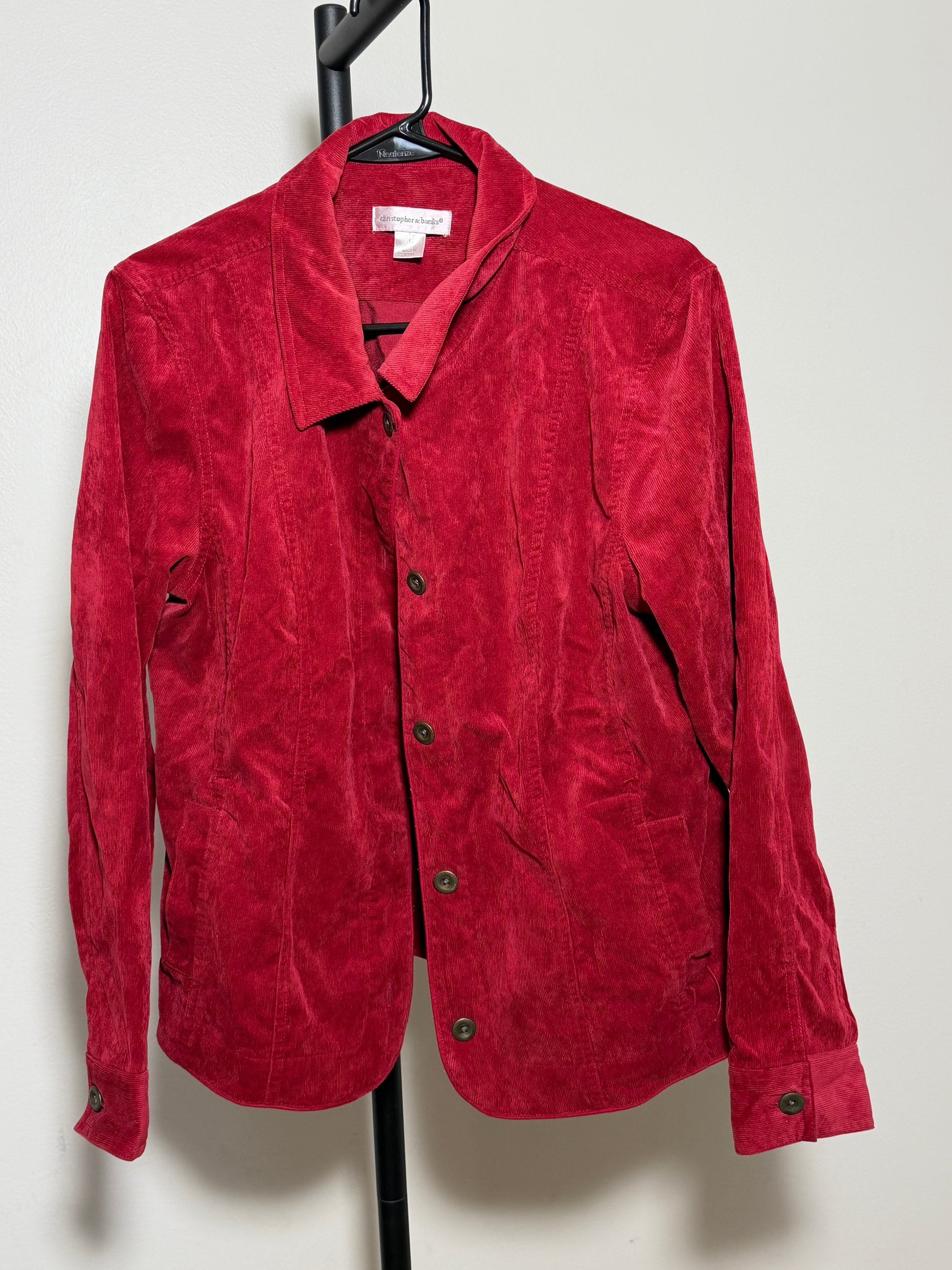 Christopher & Banks Red Corduroy Jacket Size L