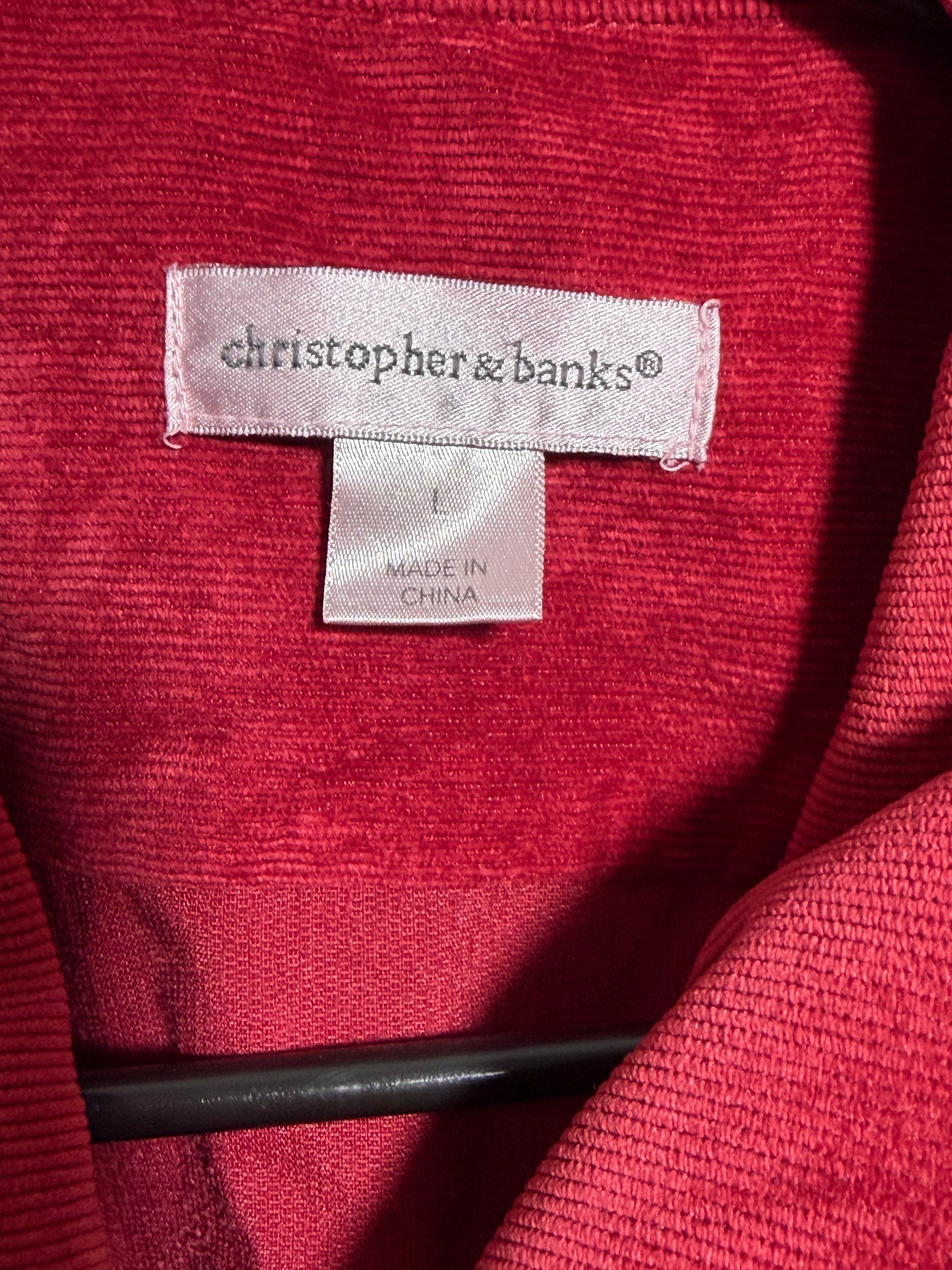 Christopher & Banks Red Corduroy Jacket Size L - photo 2