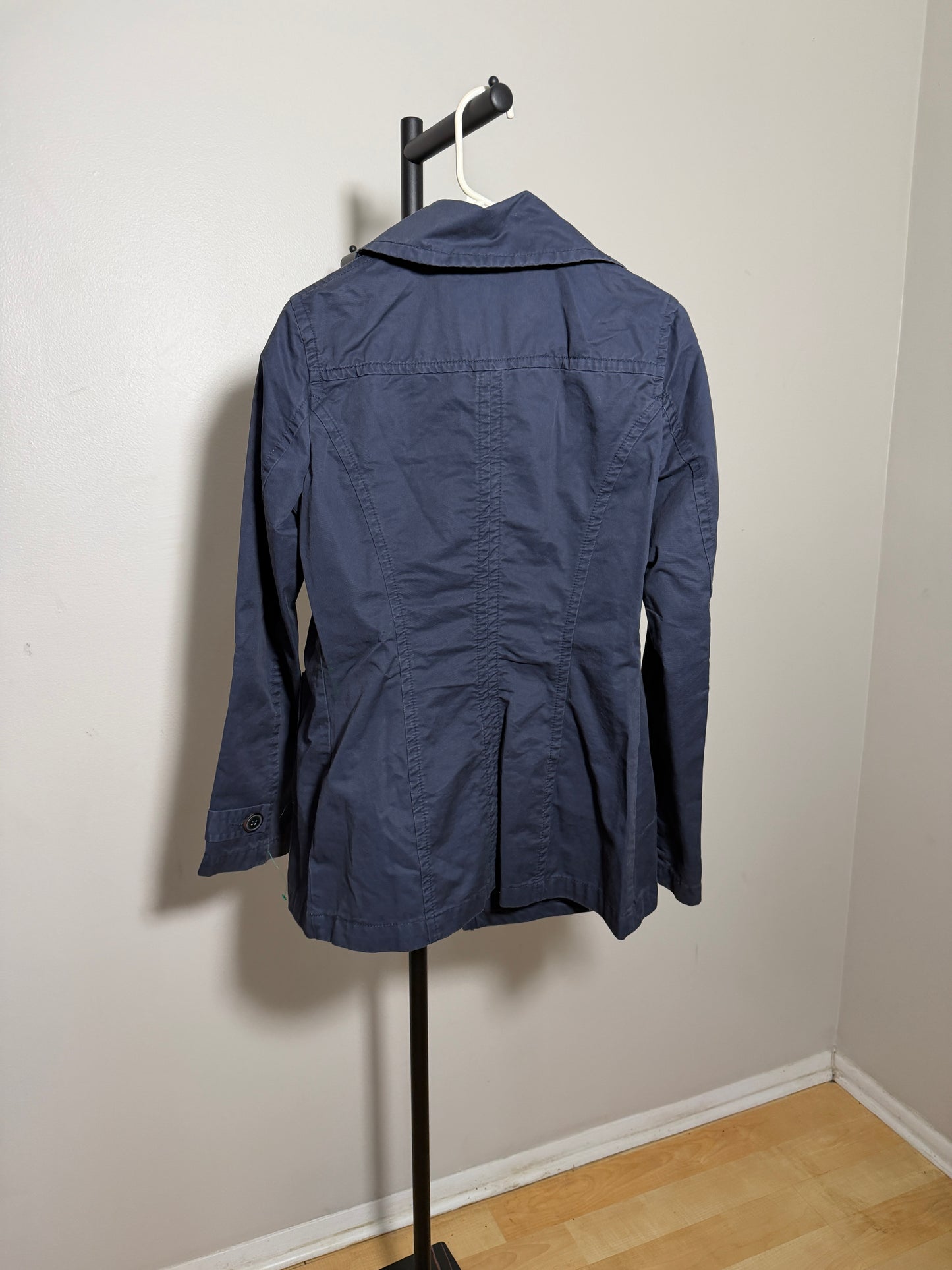 L.O.G.G. Women's Navy Blue Trench Coat Size 6 - photo 4