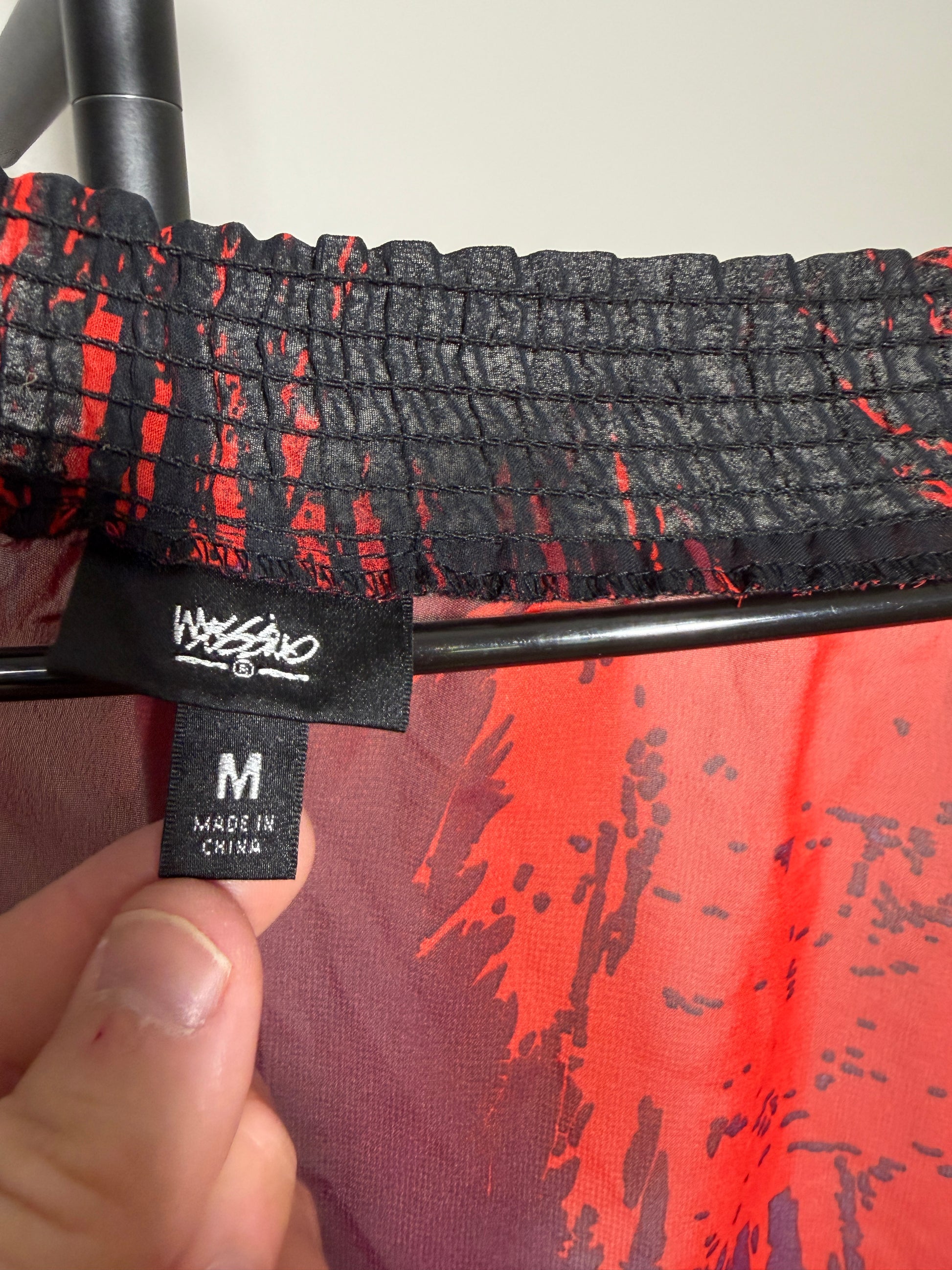 Wassabi M Red Black Sheer Blouse - photo 2