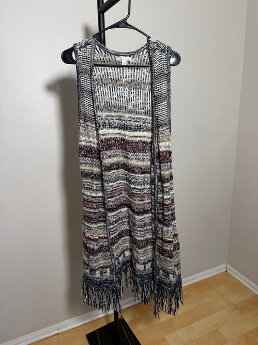 Cato Women's Small Knit Vest Multicolor Fringe
