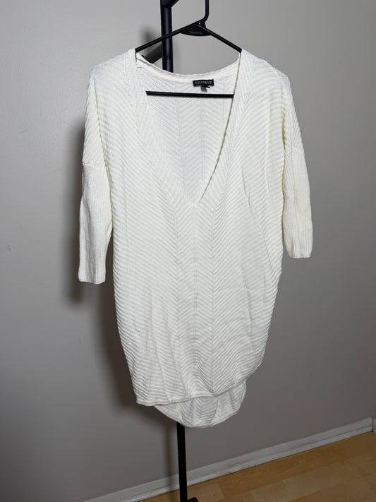 Express Women's Small White V-Neck Sweater