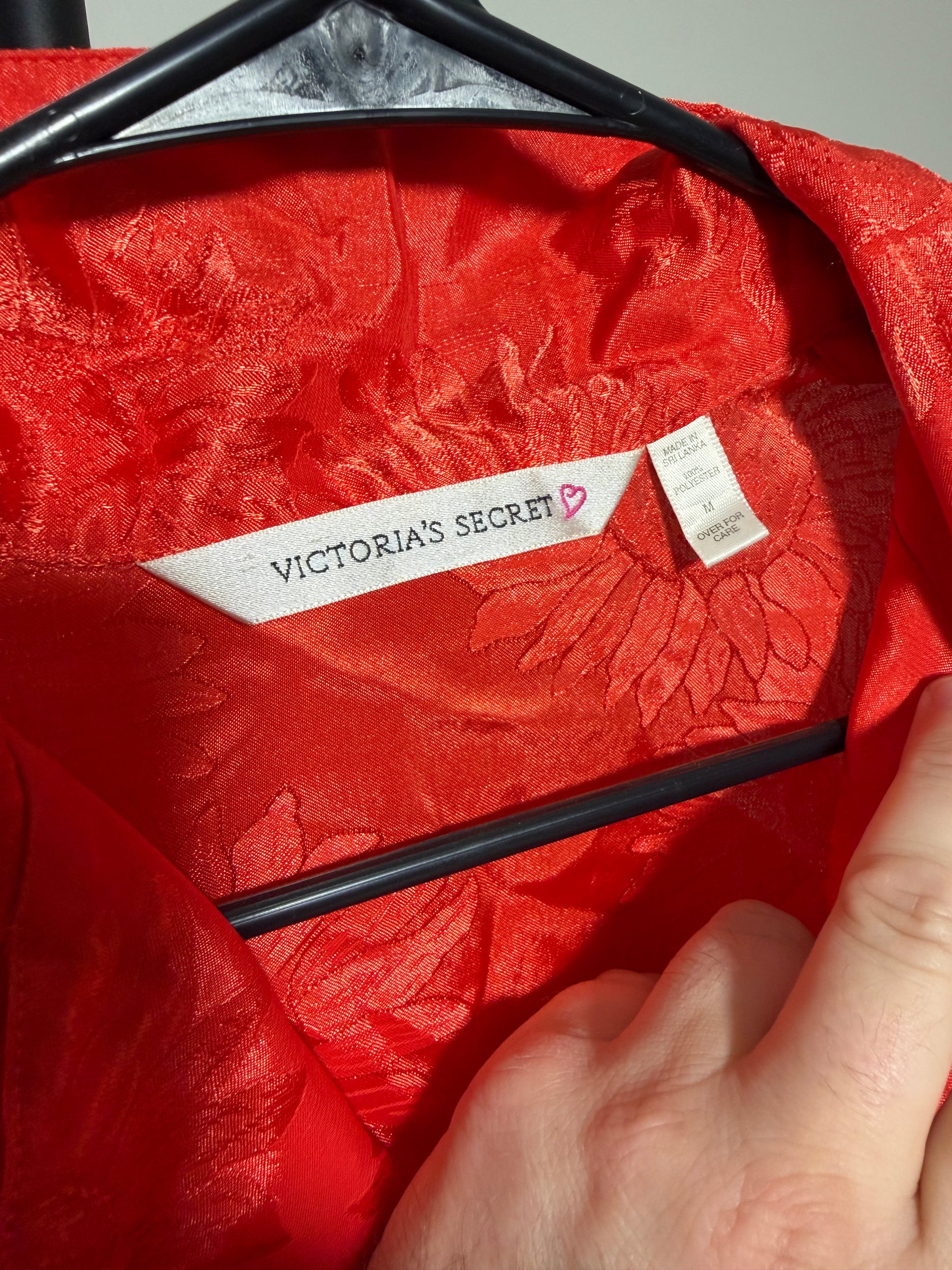 Victoria's Secret Red Floral Short Sleeve Shirt Medium - photo 2