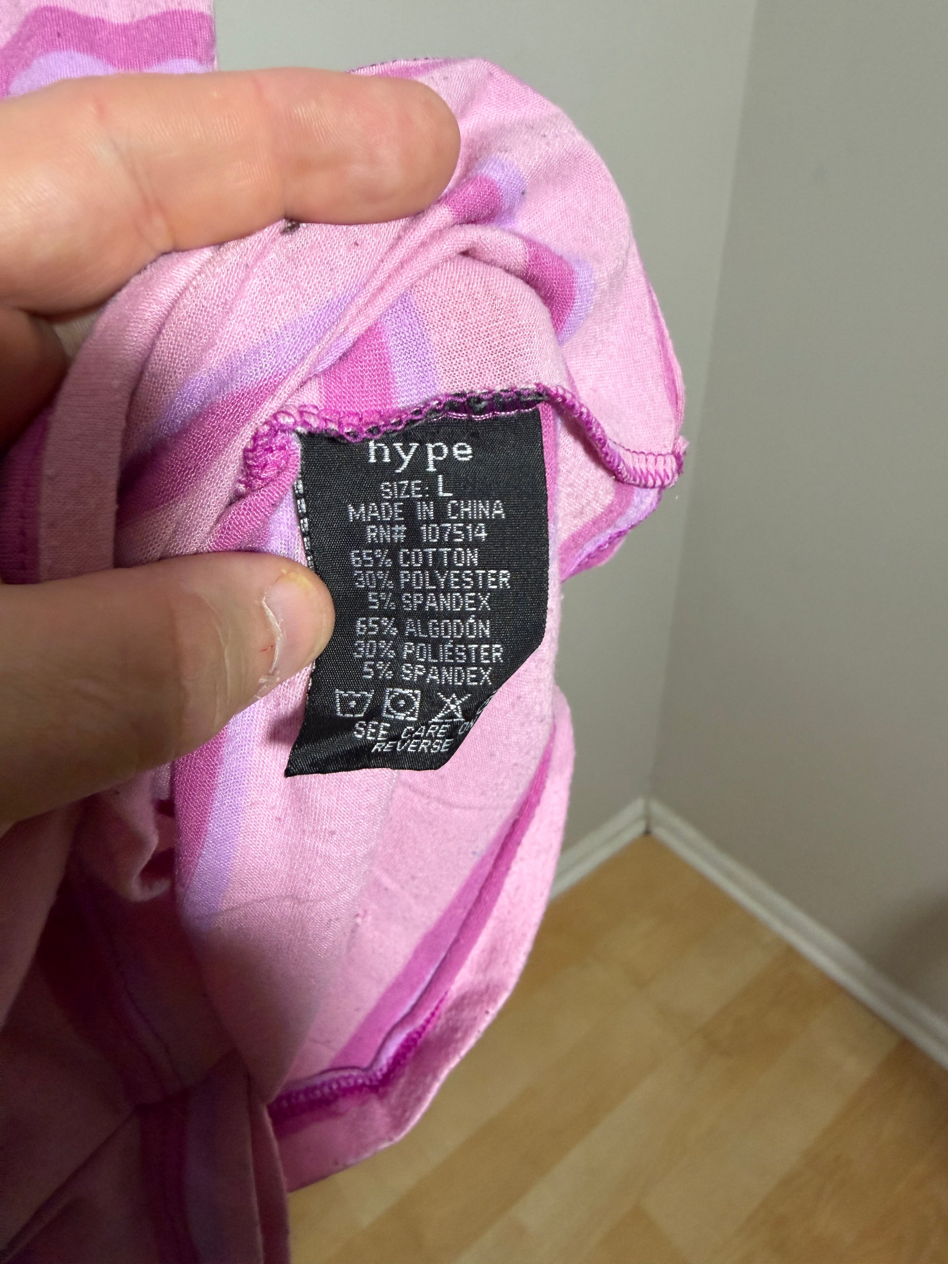 Hype Women's L Pink Striped T-Shirt - photo 2