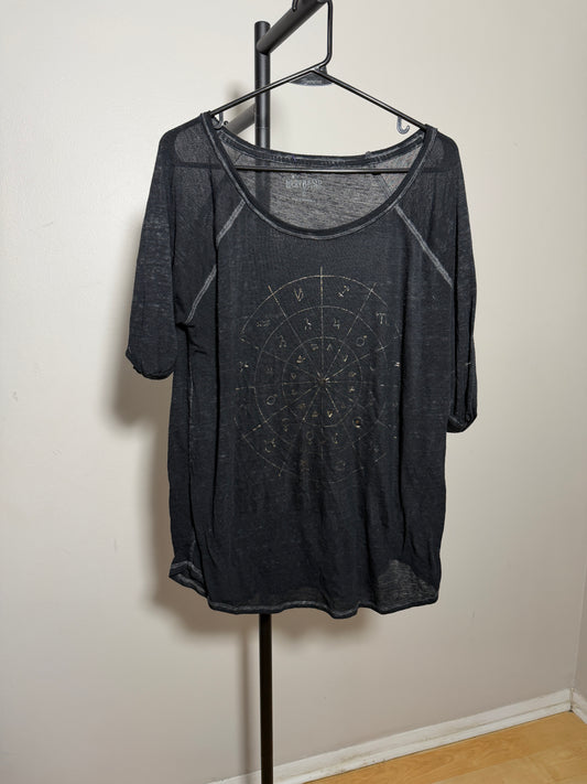 Lucky Brand L Black Top with Astrology Design
