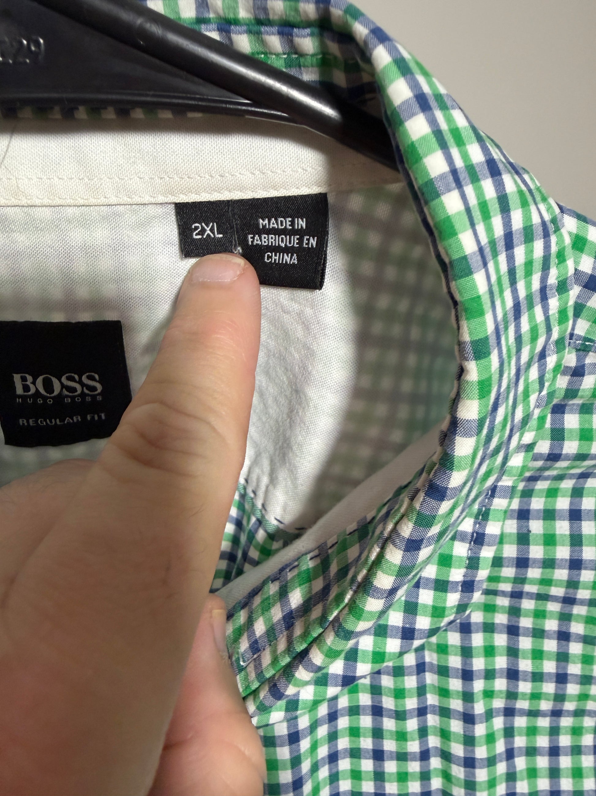 Hugo Boss Regular Fit Green Checkered Shirt 2XL - photo 3