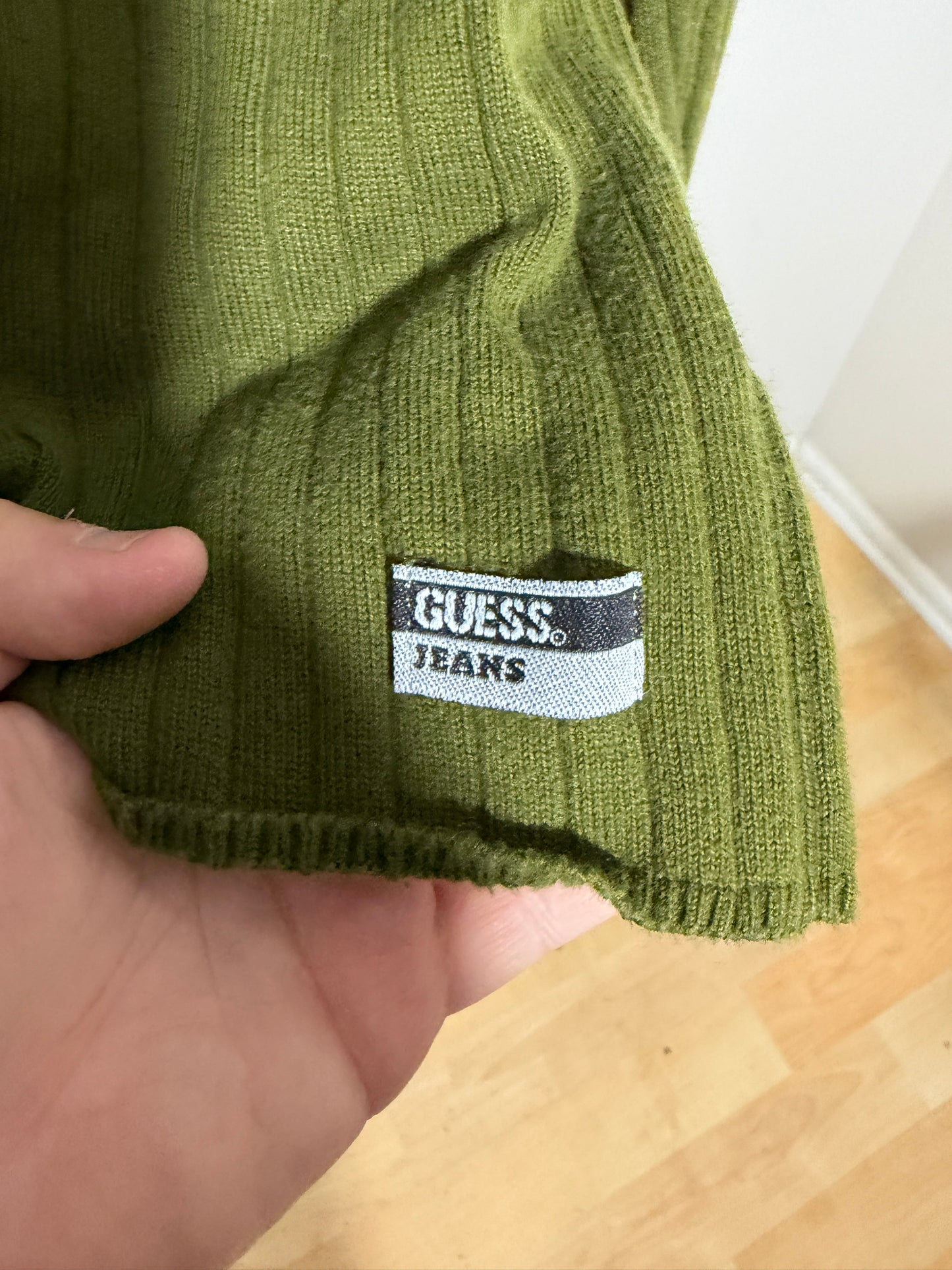 Guess Jeans Men's L Olive Green Ribbed Sweater - photo 3