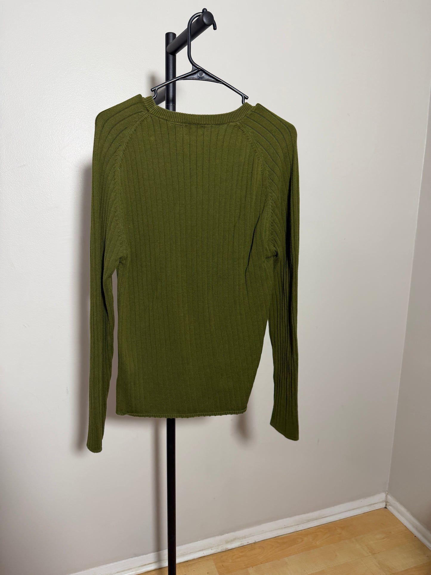 Guess Jeans Men's L Olive Green Ribbed Sweater - photo 4