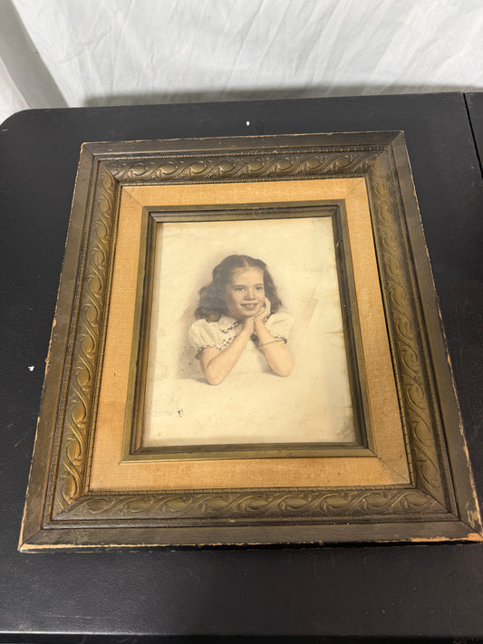 Framed Vintage Photograph of Young Girl