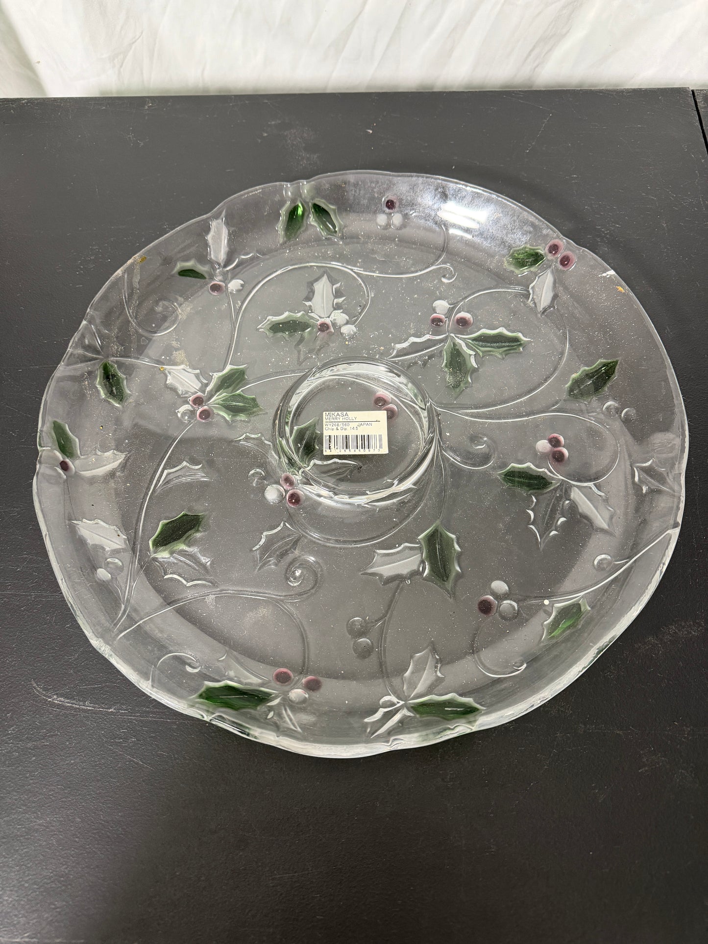 Mikasa Merry Holly Glass Serving Platter