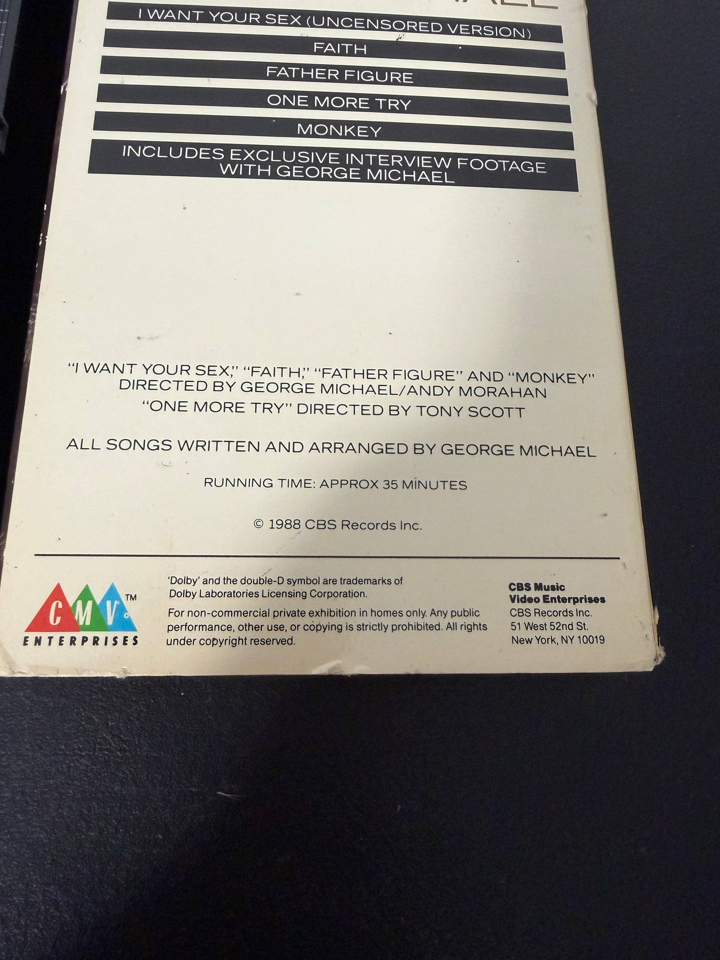 George Michael Faith VHS Tape CBS Records - photo 3