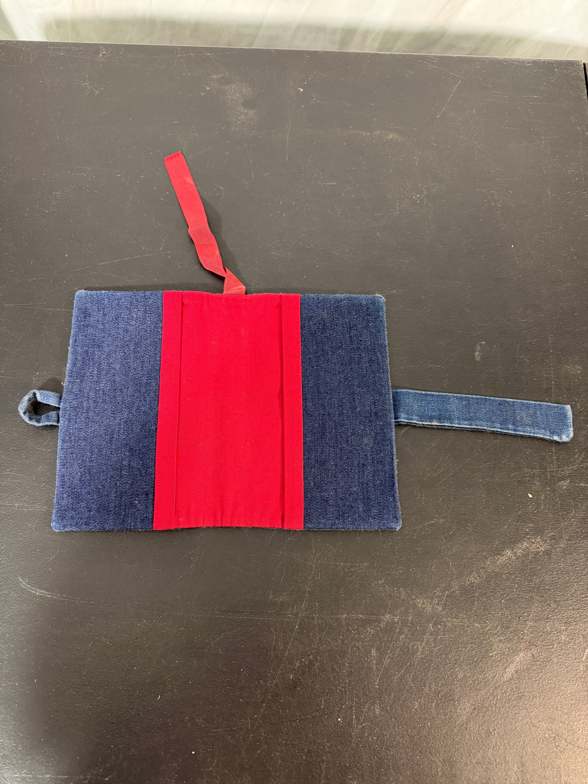 Denim Book Cover with Red Strap - photo 2