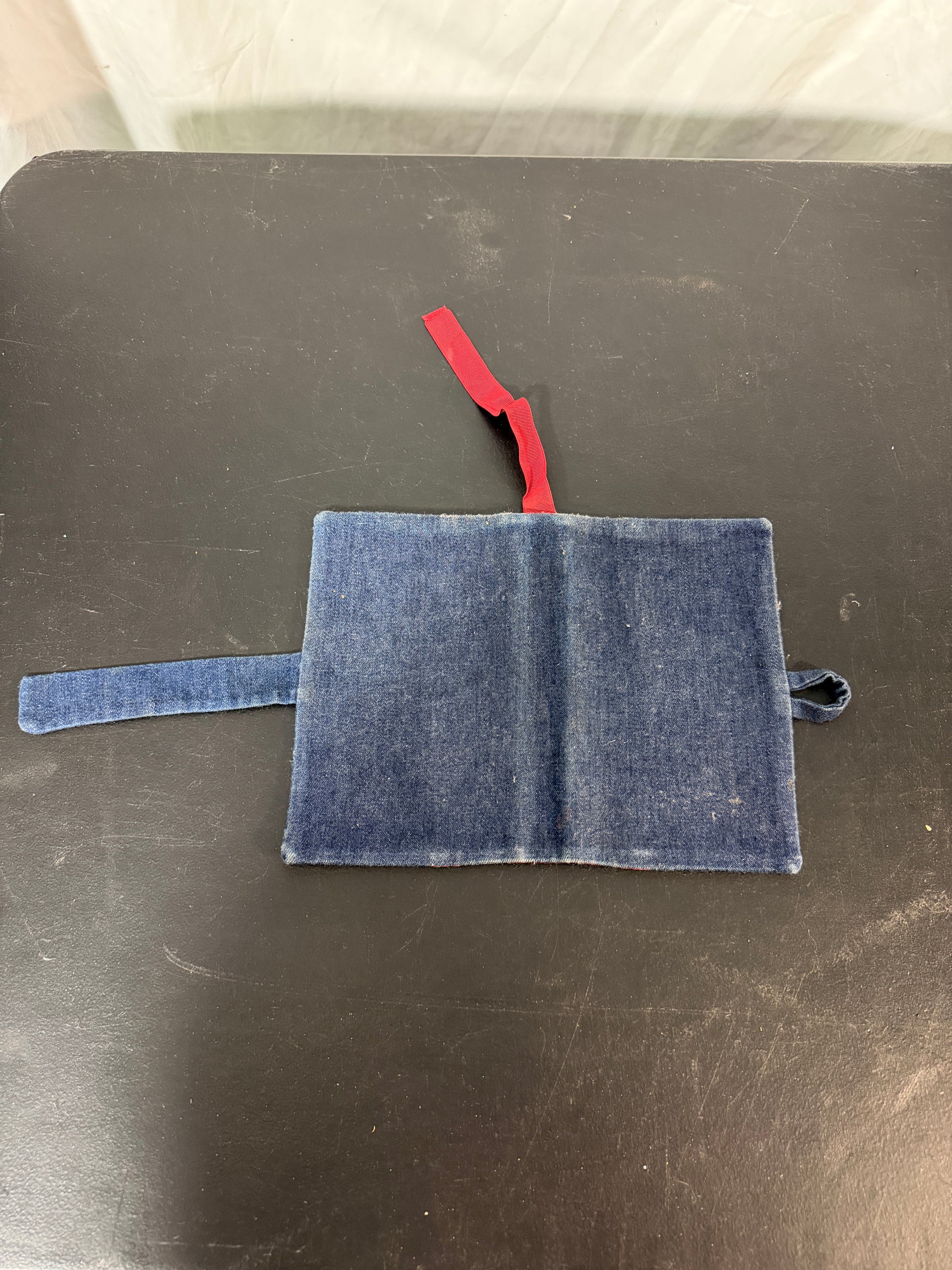 Denim Book Cover with Red Strap - photo 3
