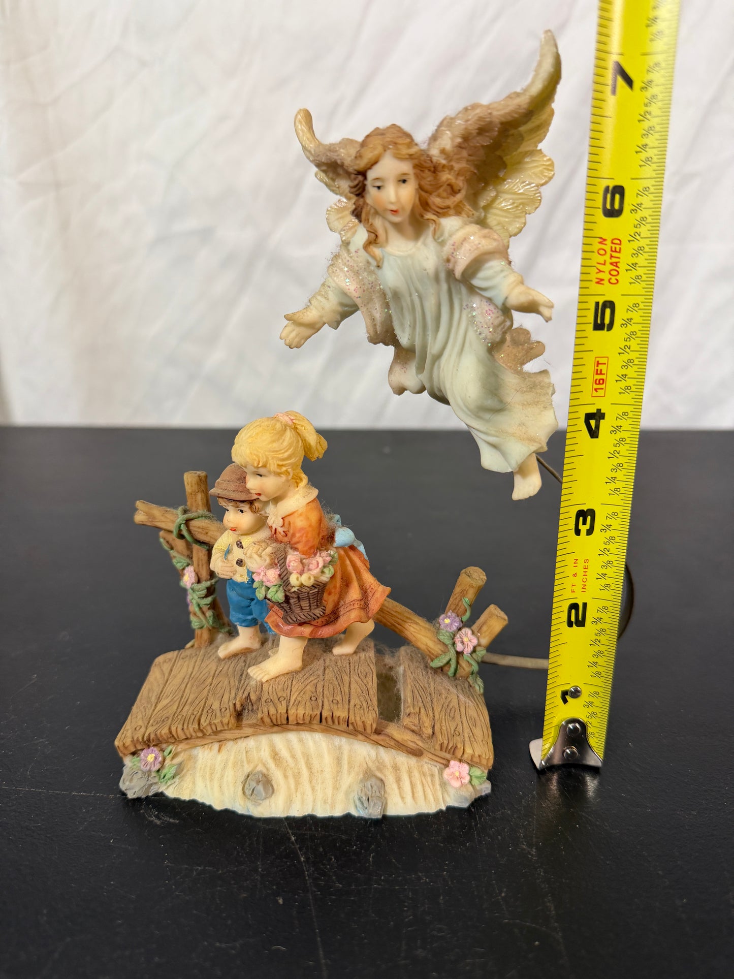 Angel Figurine with Children on Bridge - photo 5