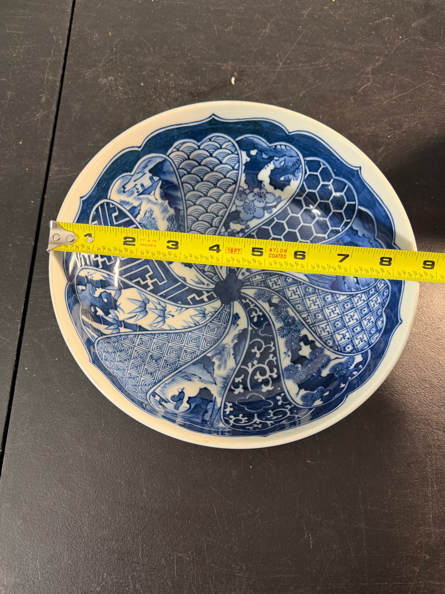 Vintage Japanese Imari Arita Blue and White Serving Bowl - photo 4